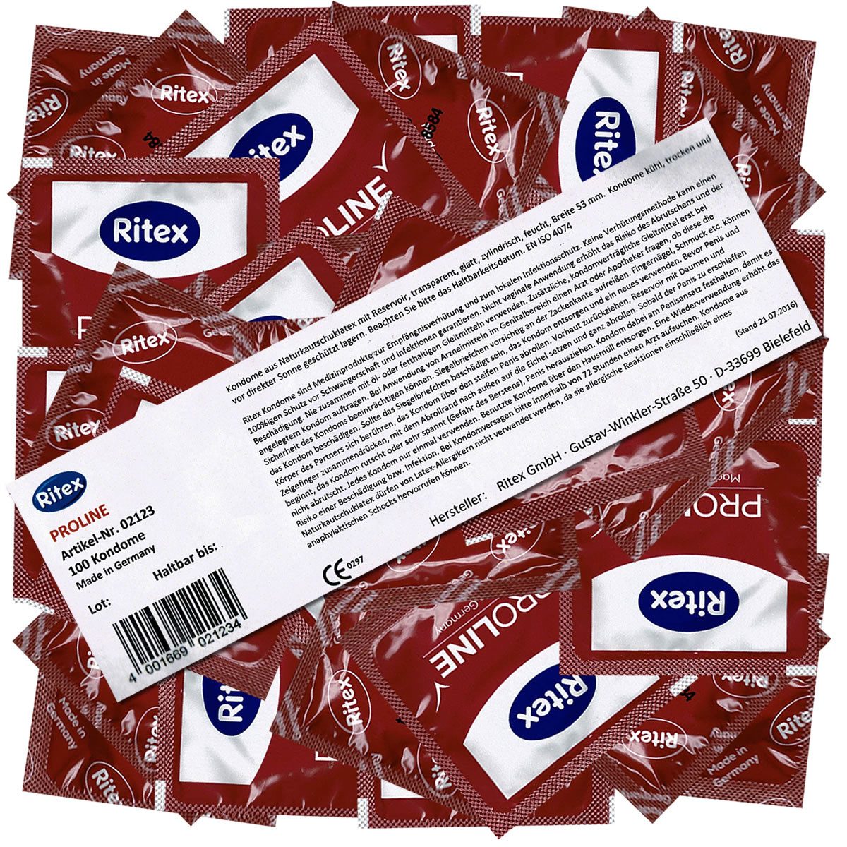 Ritex Kondome ProLine Beutel mit, 100 St., Profi-Kondome für einfache Handhabung und optimalen Schutz