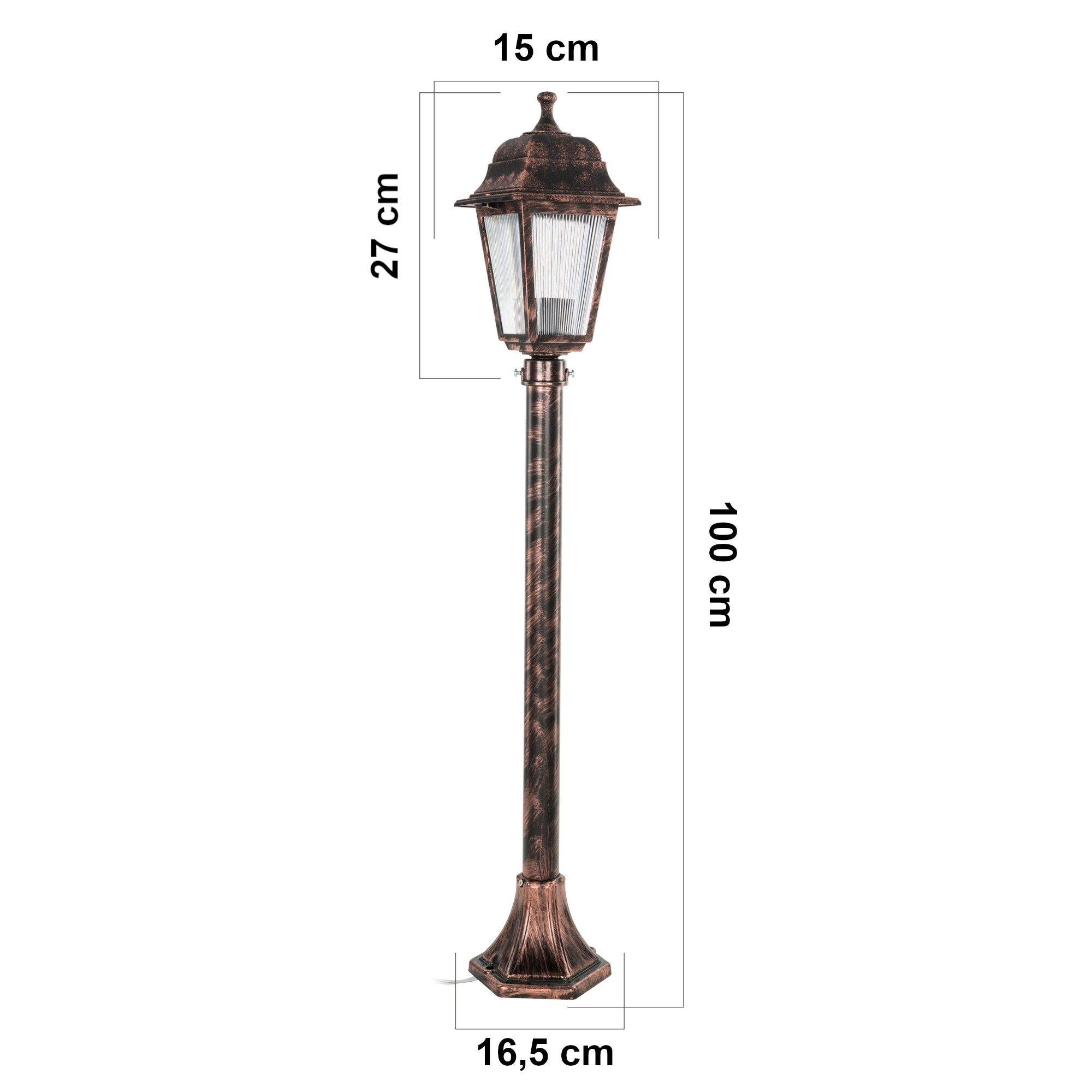 lux.pro Außen-Stehlampe, ohne Leuchtmittel, Gebürstetes E27 Außenlampe »Keighley« 1 Gartenlaterne Kupferfarben x