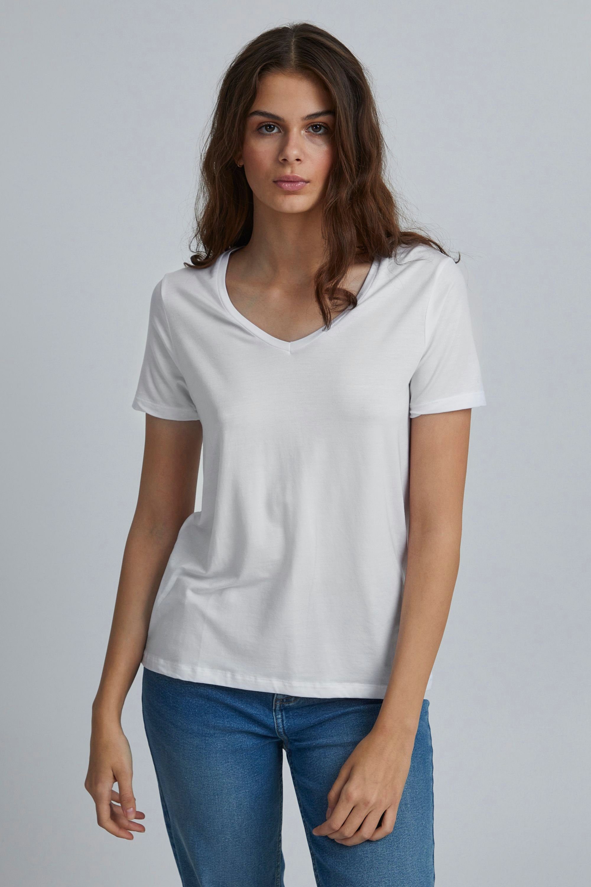 mit V-NECK Optical White T-Shirt BYREXIMA T-Shirt TSHIRT (110601) b.young V-Ausschnitt -20807597