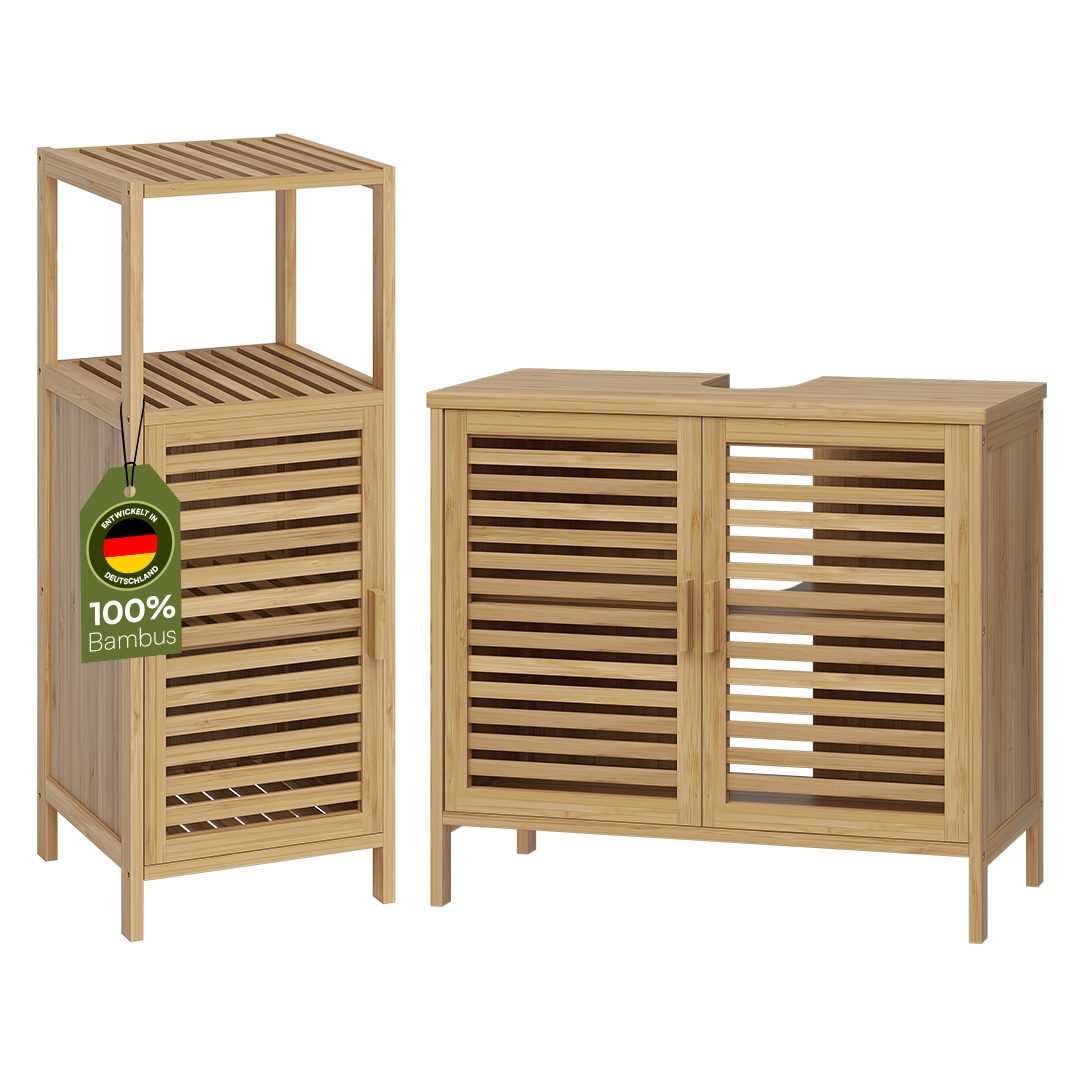 Bellamio Badmöbel-Set Newa, (2er-Set, 1x Waschbeckenunterschrank, 1x Hochsc günstig online kaufen