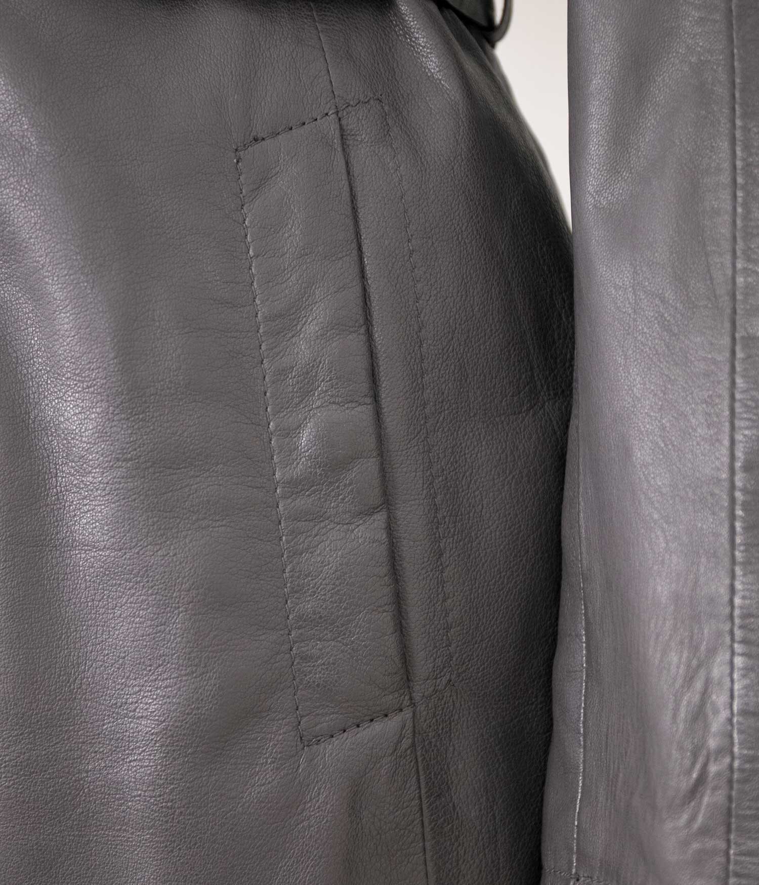Jilani Lederjacke Hayley Jilani - Damen Ledermantel Lammnappa grau