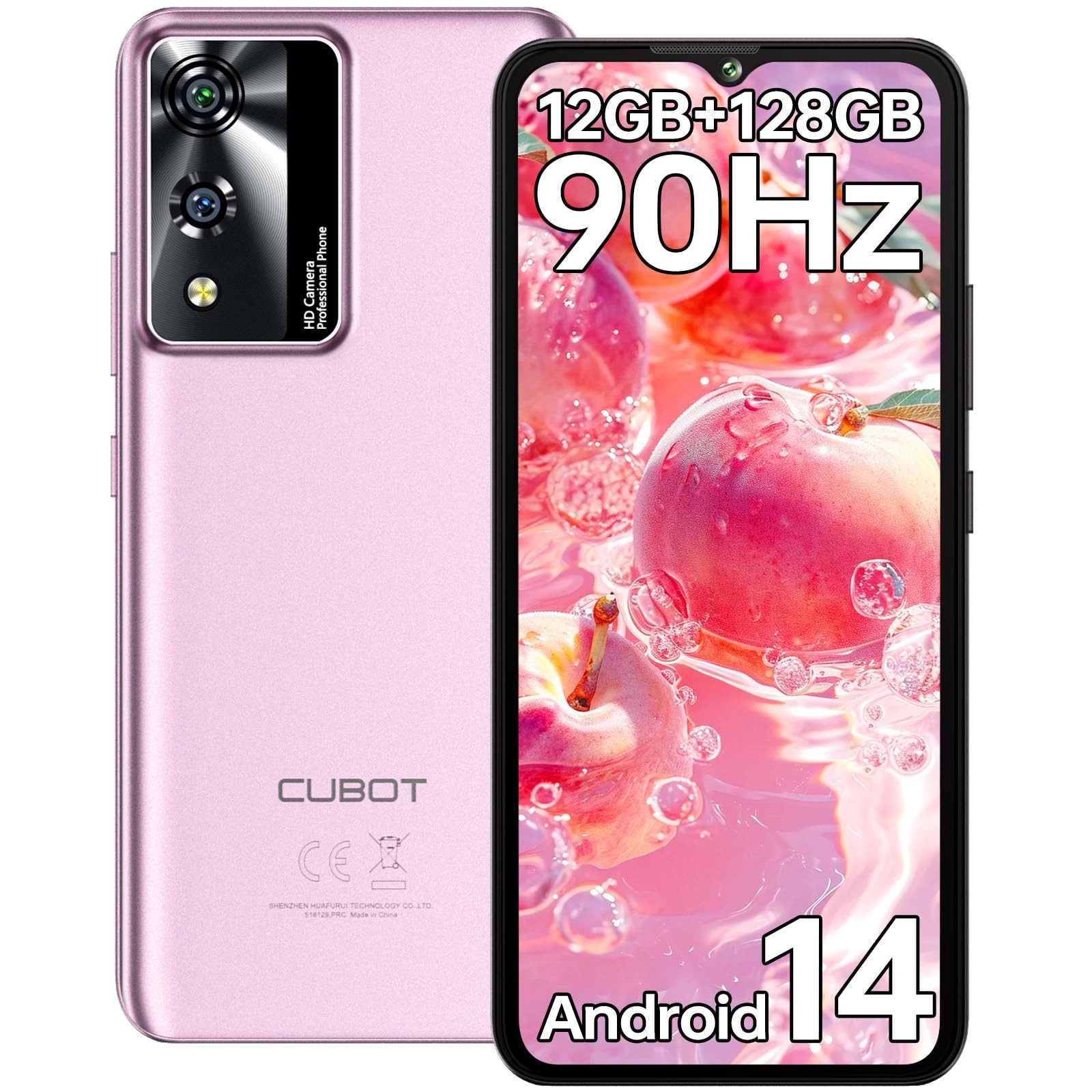 Cubot A10 Smartphone (16,66 cm/6.56 Zoll, 128 GB Speicherplatz, 48 MP Kamera, 12GB RAM + 128GB ROM, 6.56 Zoll 90Hz HD+ Display, 5100mAh, Face ID)