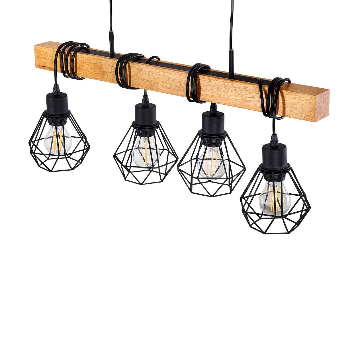 hofstein Pendelleuchte »Carema« längliche Hängelampe aus Metall/Holz in Sch günstig online kaufen