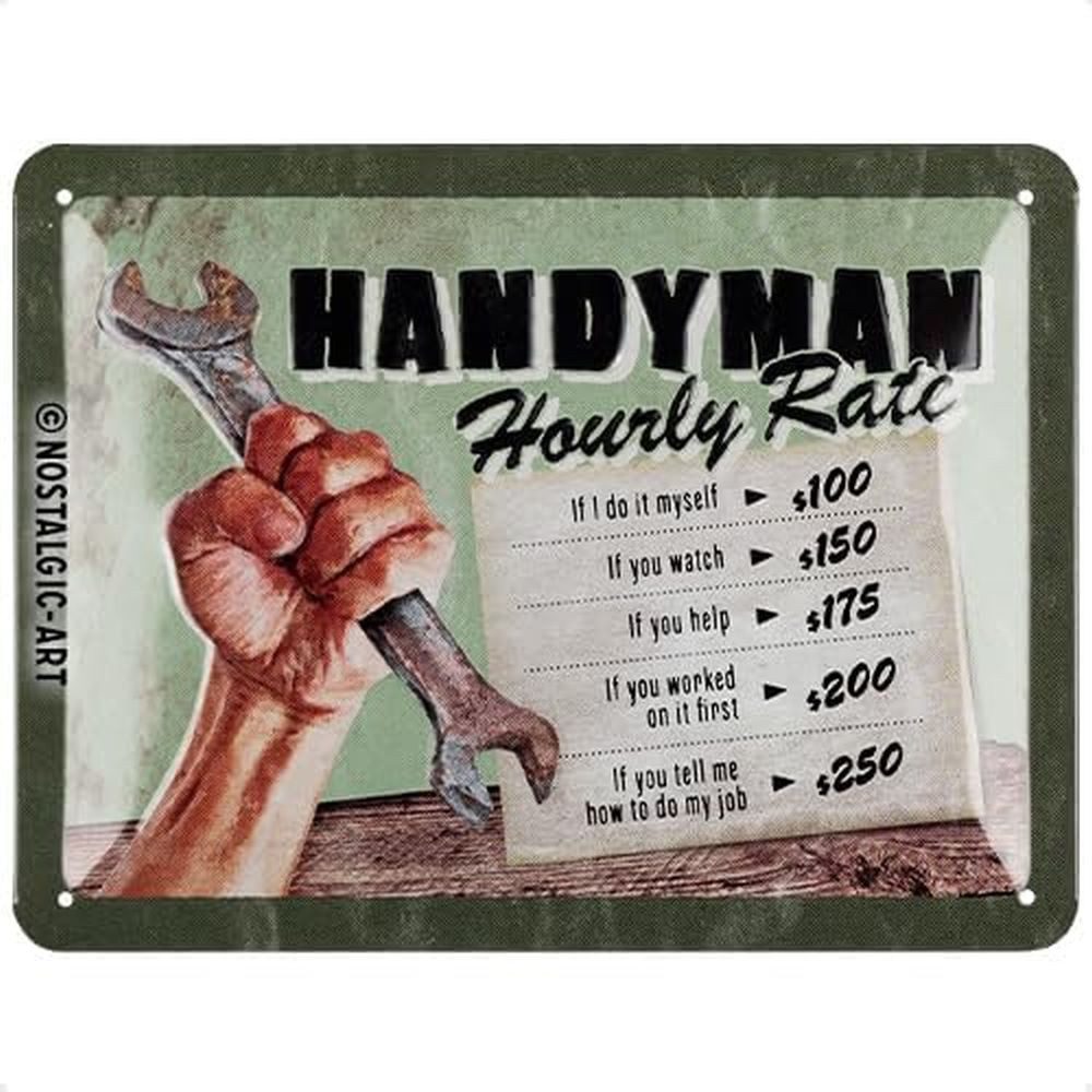 Metallschild Blechschild 15x20 cm - Handyman Hourly Rate