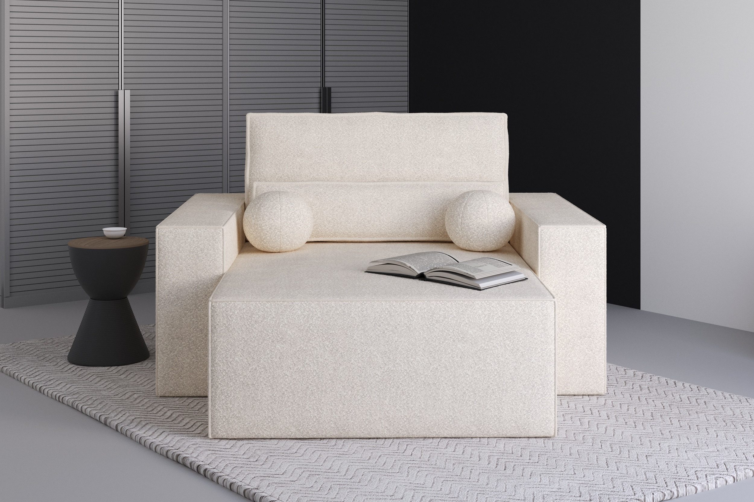 MOEBLO Chaiselongue Denver aus Bouclé, – günstig online kaufen