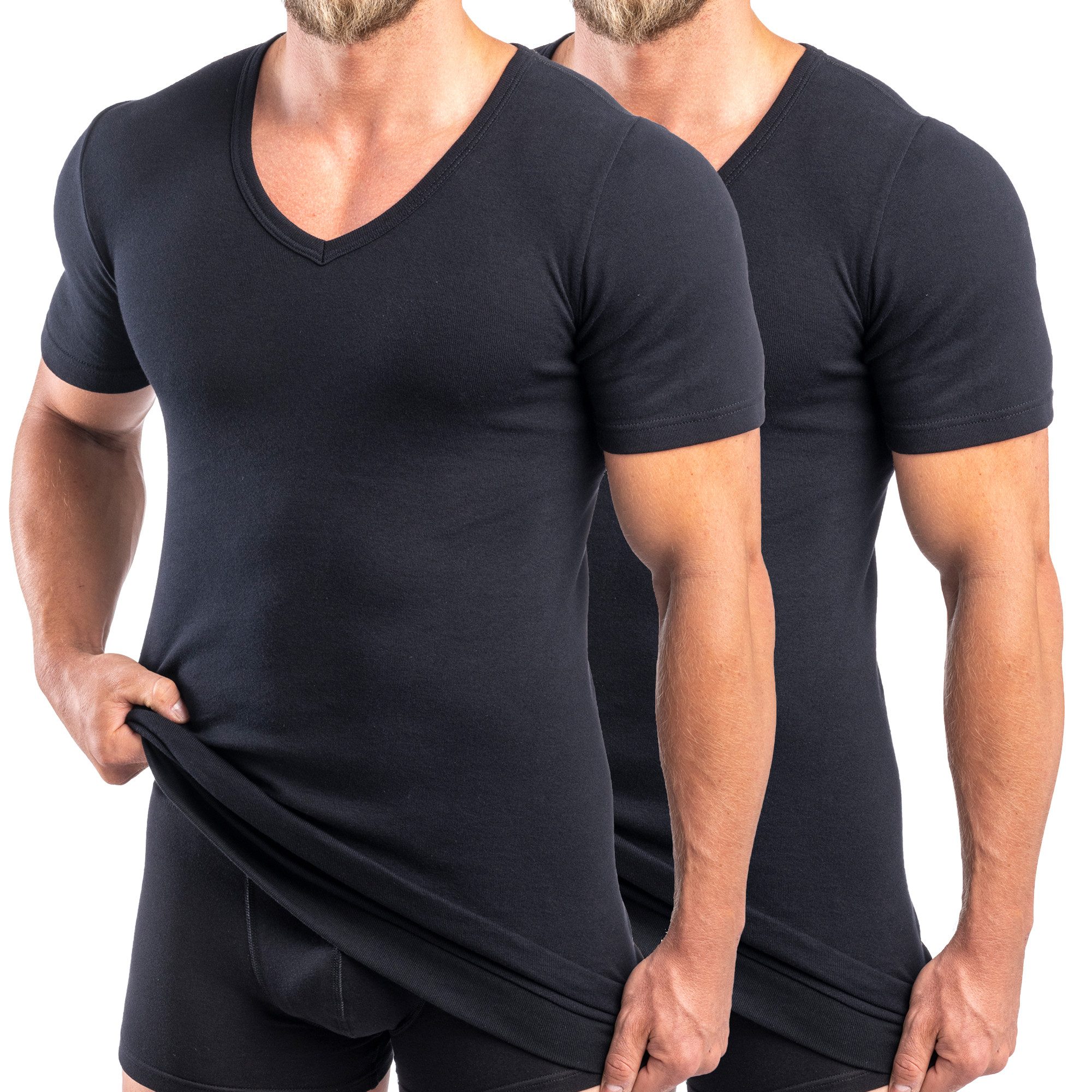 HERMKO Unterziehshirt 488710 2er Pack Extralanges Herren kurzarm Shirt +6cm günstig online kaufen