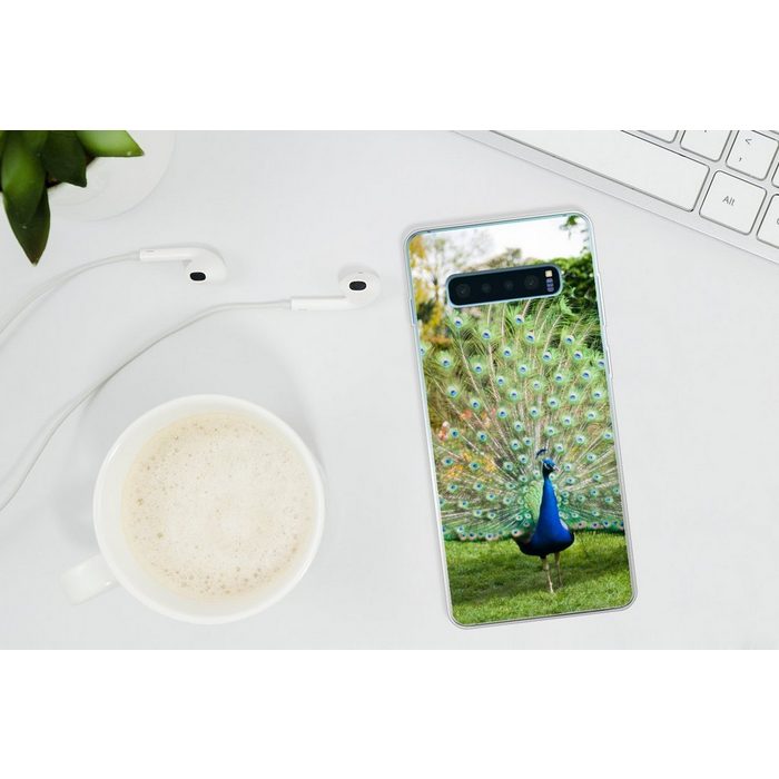 MuchoWow Handyhülle Pfau - Federn - Garten Phone Case Handyhülle Samsung Galaxy S10+ Silikon Schutzhülle FN11296