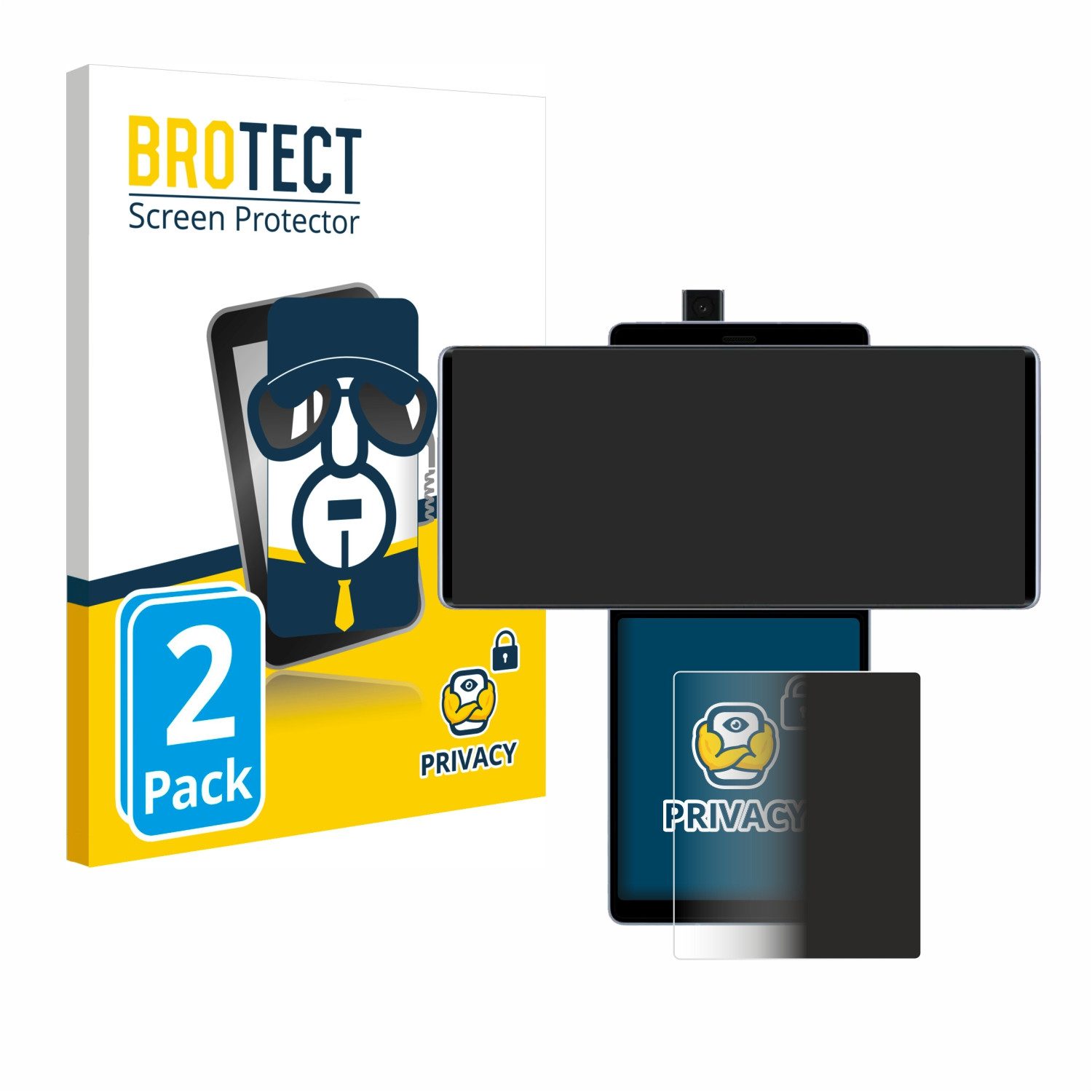 BROTECT Displayschutzfolie Sichtschutzfolie für LG Wing (Hinteres Display), 2 Stück, Anti-Spy Privacy Sichtschutz Blickschutzfolie Blaulicht-Schutz