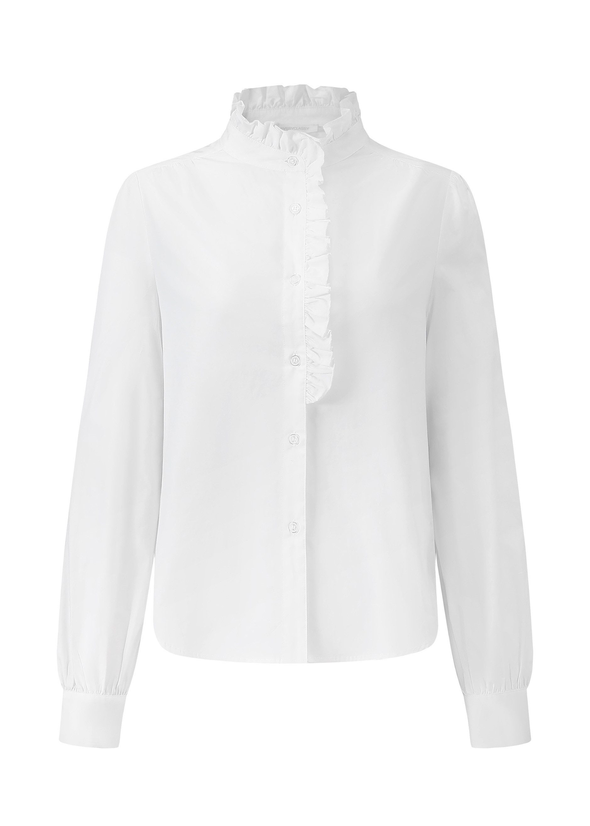 SASSYCLASSY Langarmbluse Hemdbluse Damen Elegant mit Volants und Rüschen Lä günstig online kaufen