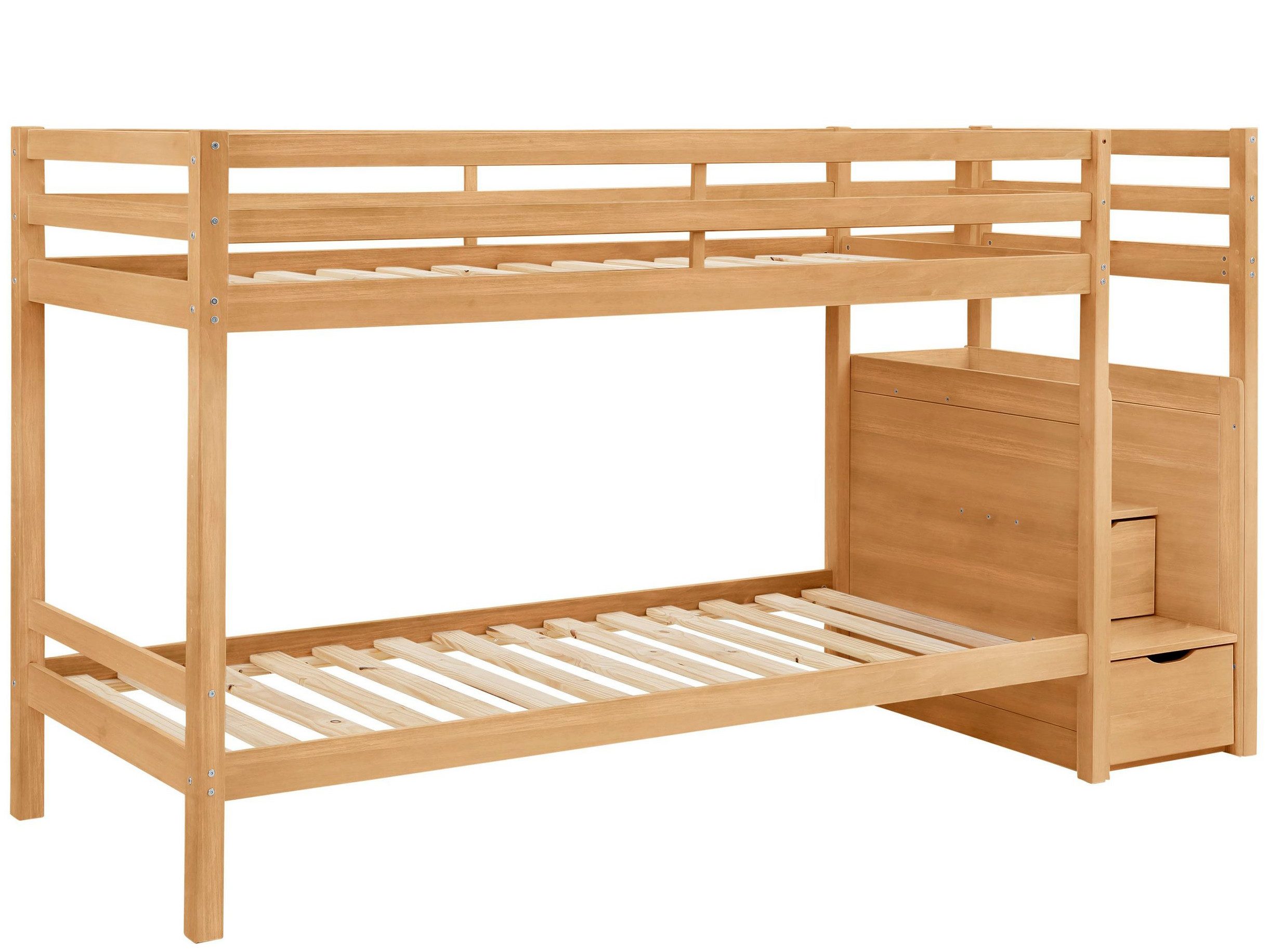 loft24 Hochbett Allie Bettgestell 90x200 cm, 2 Liegeflächen, mit Schubladen, Kiefer