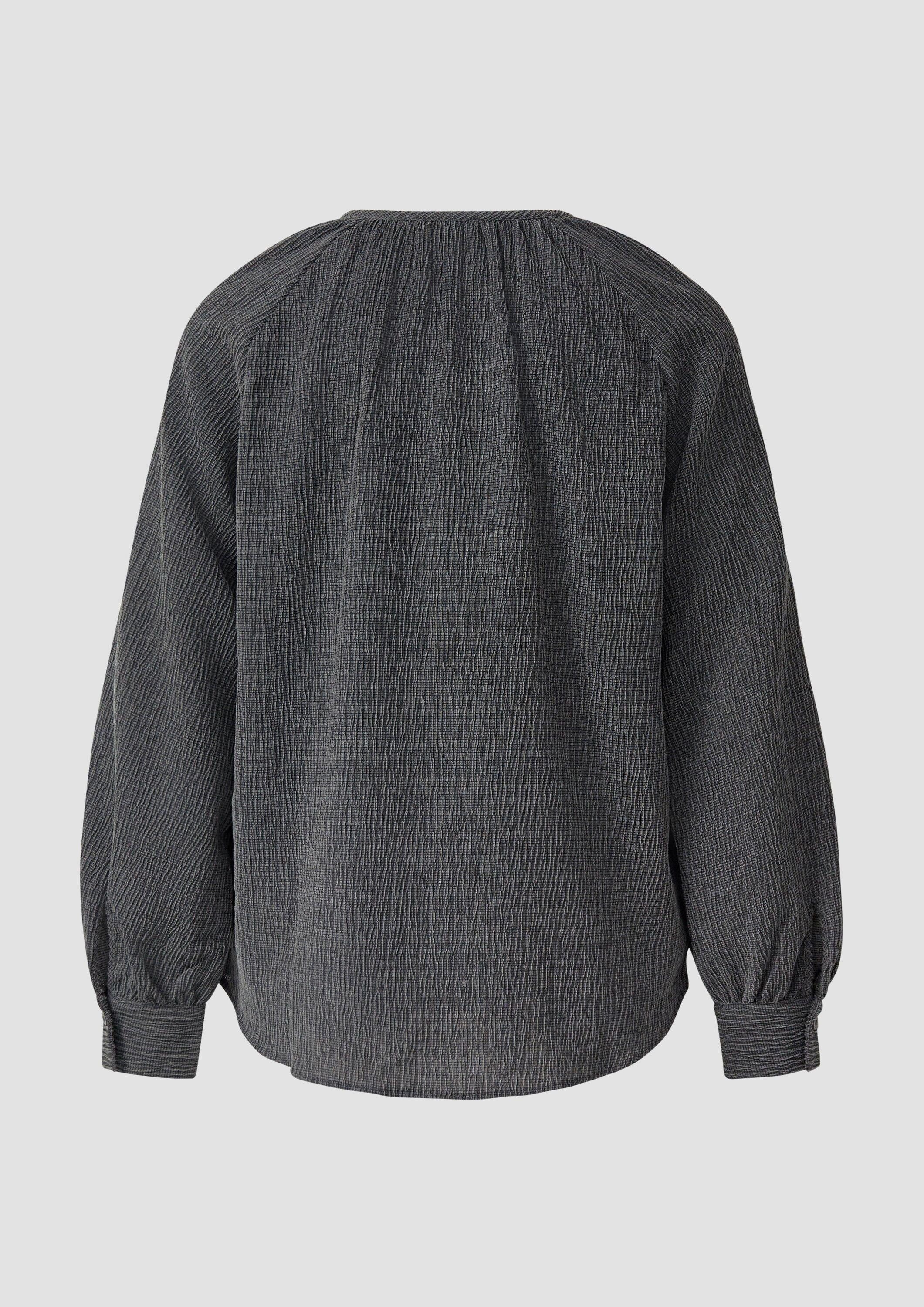 s.Oliver Langarmbluse Bluse Elastische strukturierte Bluse mit weitem Arm