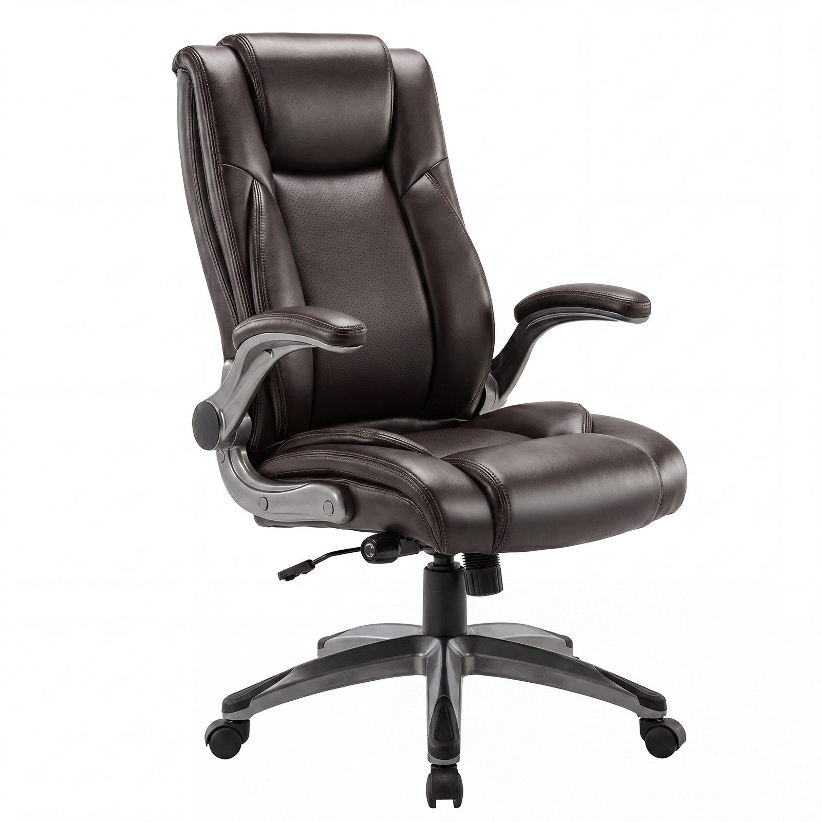 smartue Bürostuhl Ergonomischer Chefsessel mit 150 kg Belastbarkeit und Drehfunktion, Bequemer Bürostuhl mit hoher Rückenlehne für Homeoffice und Büro