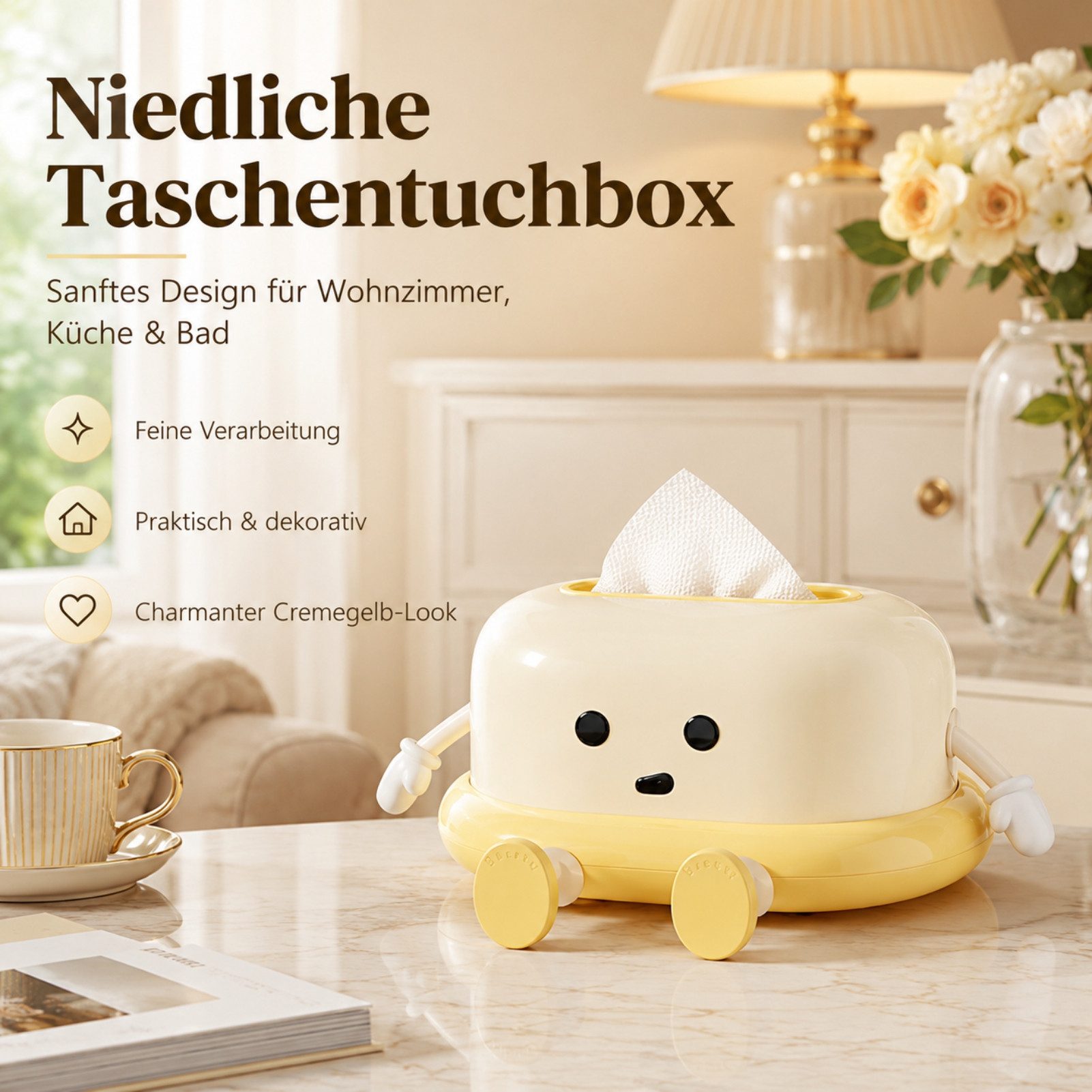 Jumpeak Papiertuchbox Feuchttücherbox Toast Form,quadratisch,Taschentuchaufbewahrung, Mit Feder für leichte Entnahme, passend für 99% aller Tücher, ABS+PET