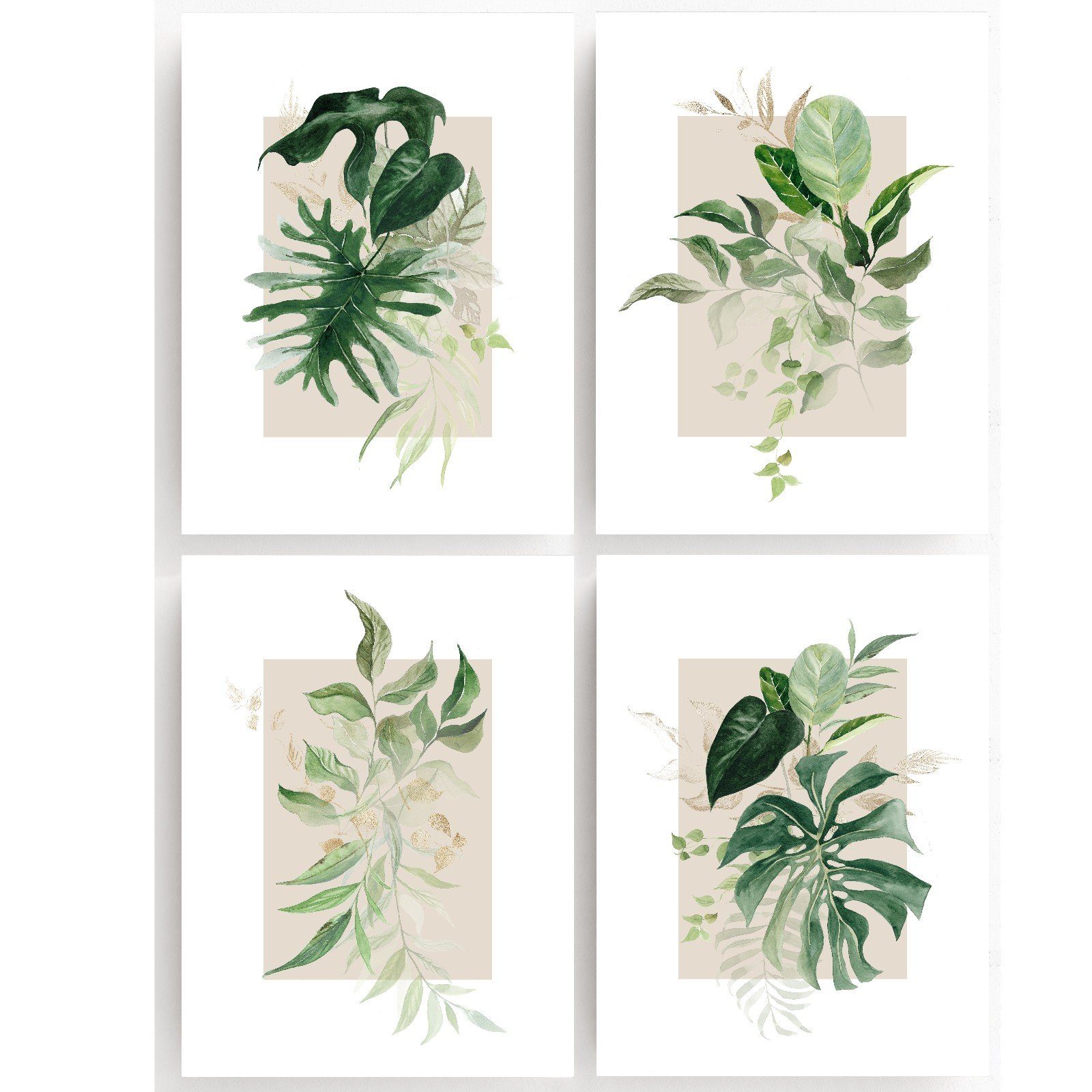 homestyle-accessoires Poster Bilderset Bilderwand Bilder Wandbilder GREENERYS 4er SET, - Ohne Bilderrahmen - sorgfältige & sichere Verpackung. € 23,90