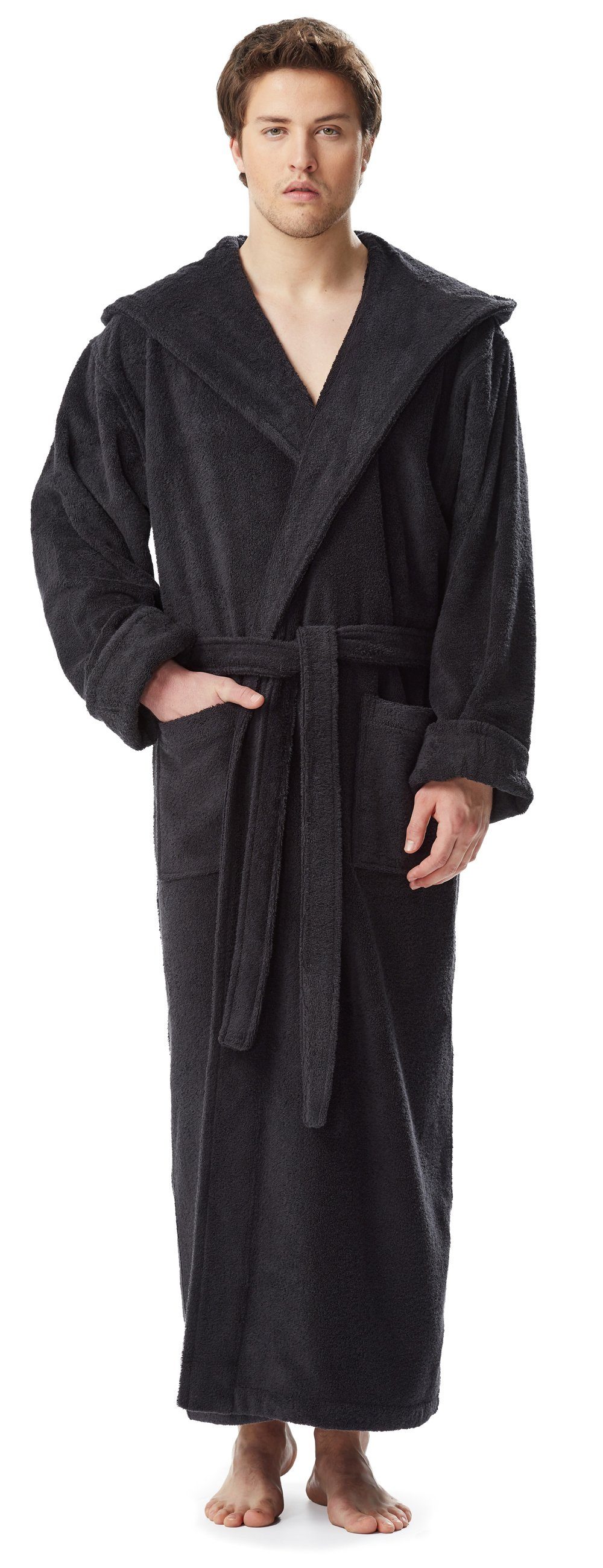 Arus Herrenbademantel Hood'n Full, 100% Baumwolle, mit Kapuze, extra lang, 100% Baumwolle
