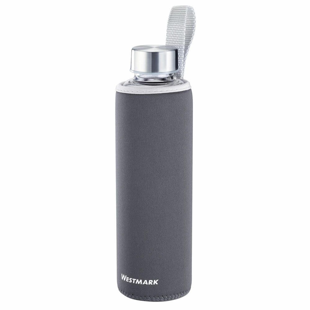 WESTMARK Trinkflasche aus Glas mit Aufdruck, inkl. Schutzhülle, 550 ml, Viva