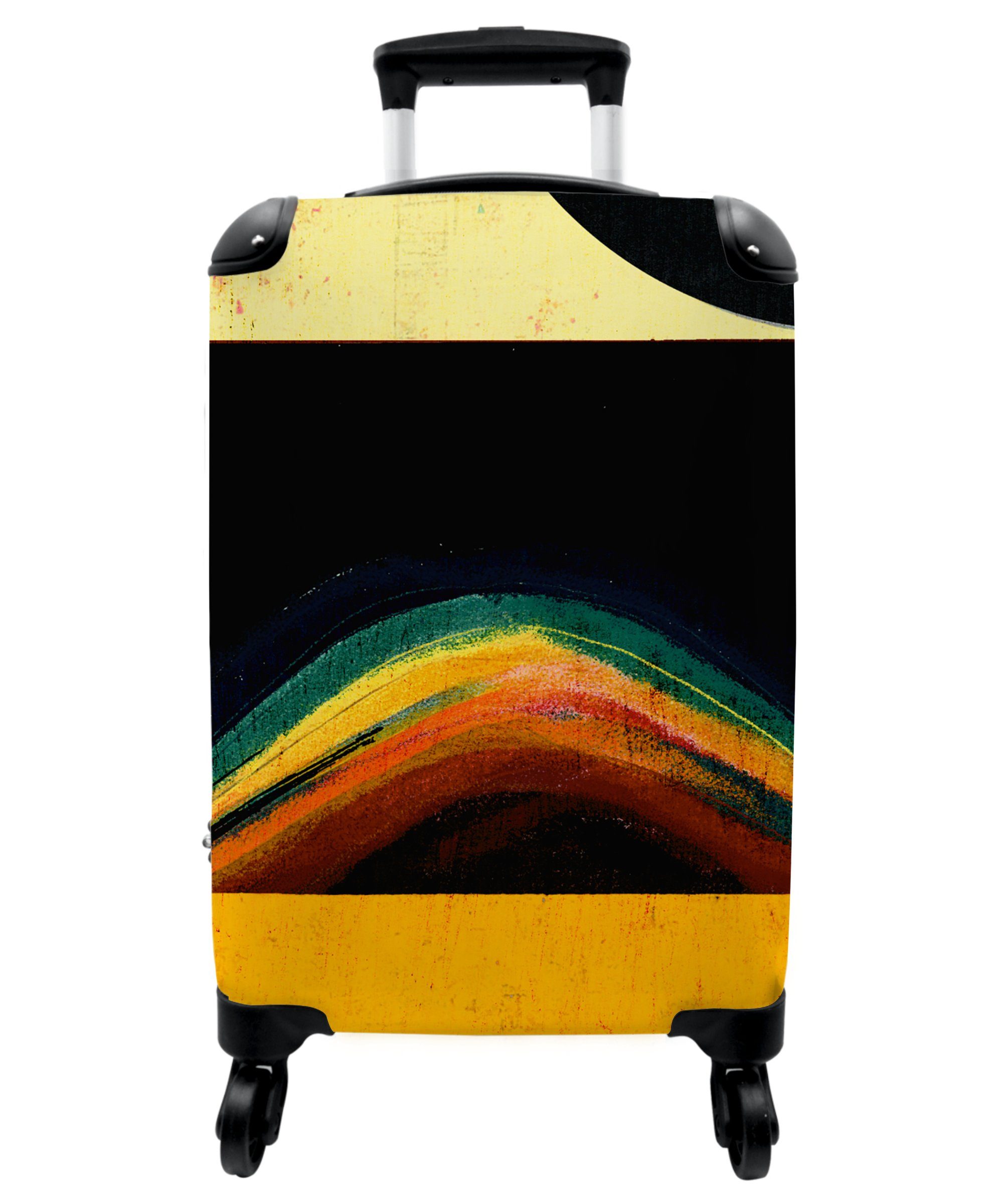 NoBoringSuitcases.com© Handgepäckkoffer 55x35x20cm Abstrakt - Regenbogen - Formen - Schwarz, 4 Rollen, Handgepäck Trolley Rollkoffer Kleine Reisekoffer mit 4 Rollen - Cabin