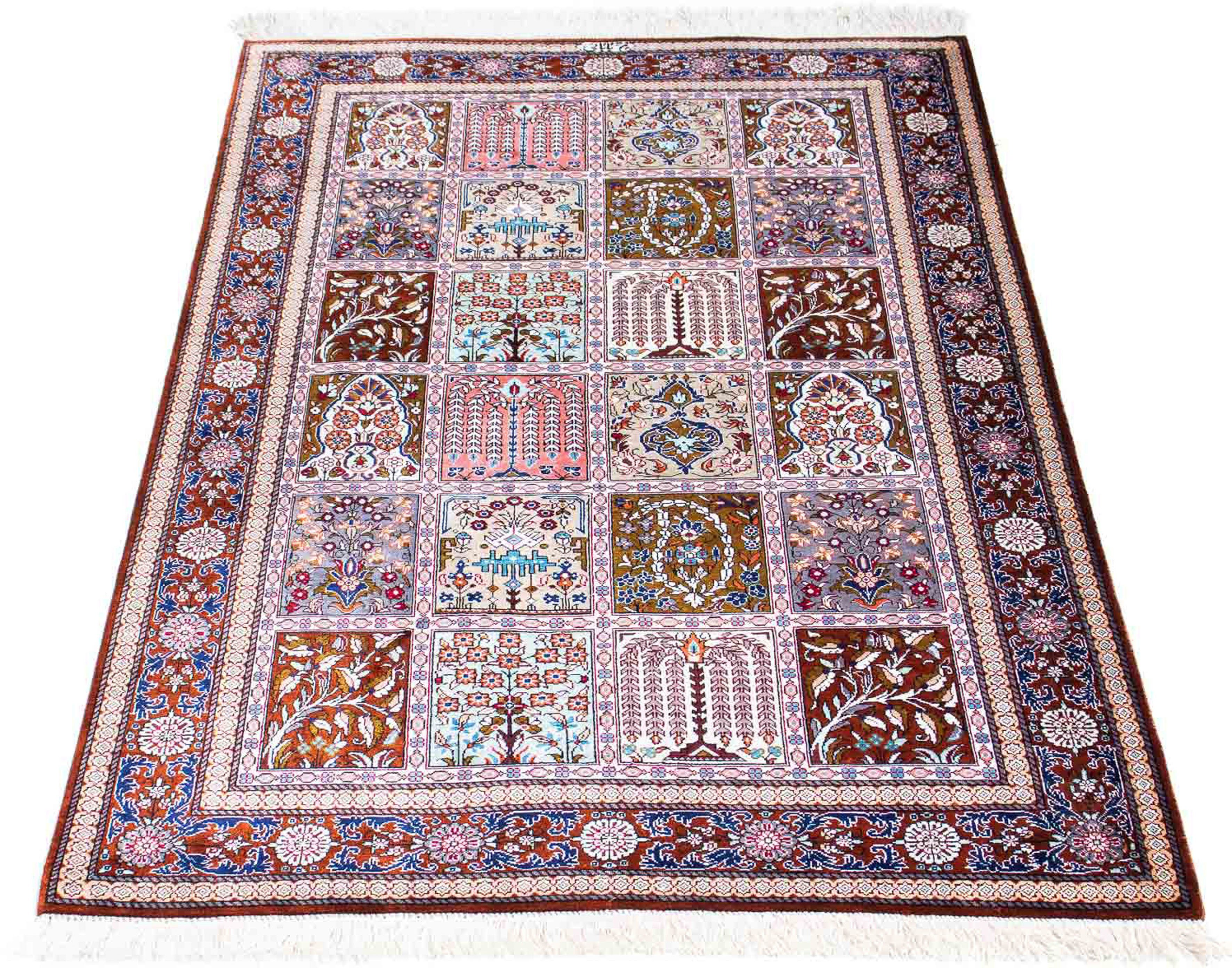 Orientteppich Perser - Ghom - 122 x 77 cm - mehrfarbig, morgenland, rechteckig, Höhe: 10 mm, Wohnzimmer, Handgeknüpft, Einzelstück mit Zertifikat