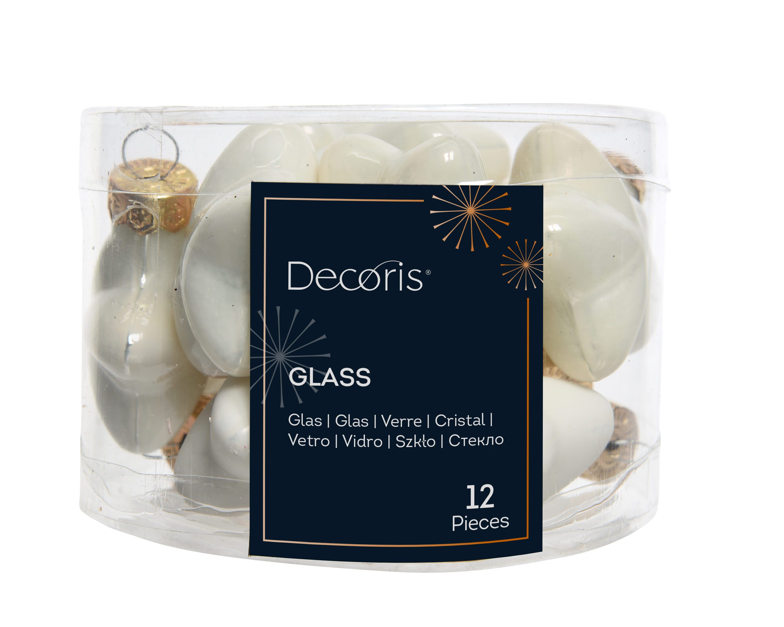 Kaemingk Christbaumschmuck, Christbaumschmuck Sterne 4cm Glas 12 Stück - Wollweiß