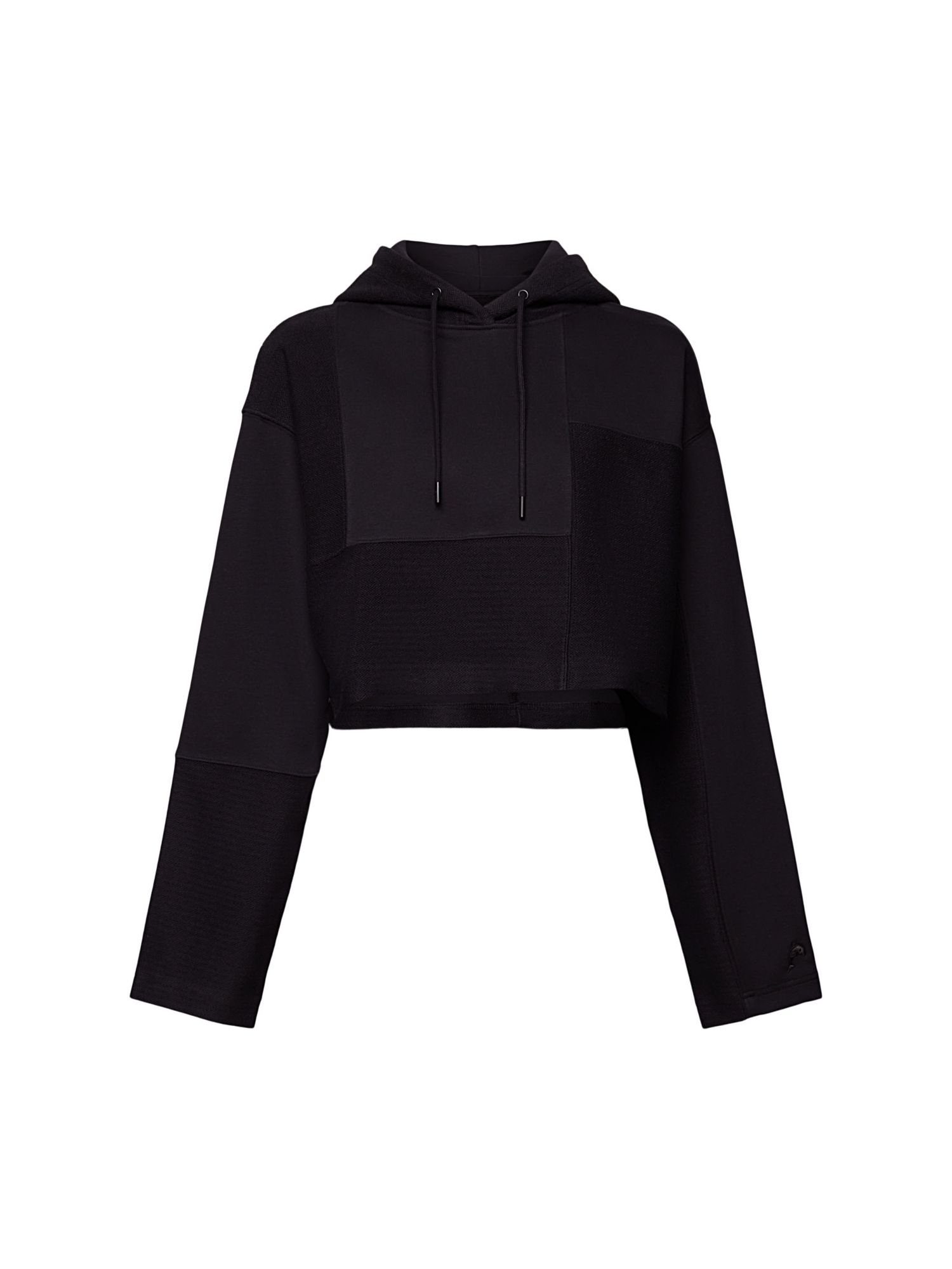 Esprit Collection Kapuzensweatshirt Cropped-Hoodie in Patchworkoptik BLACK