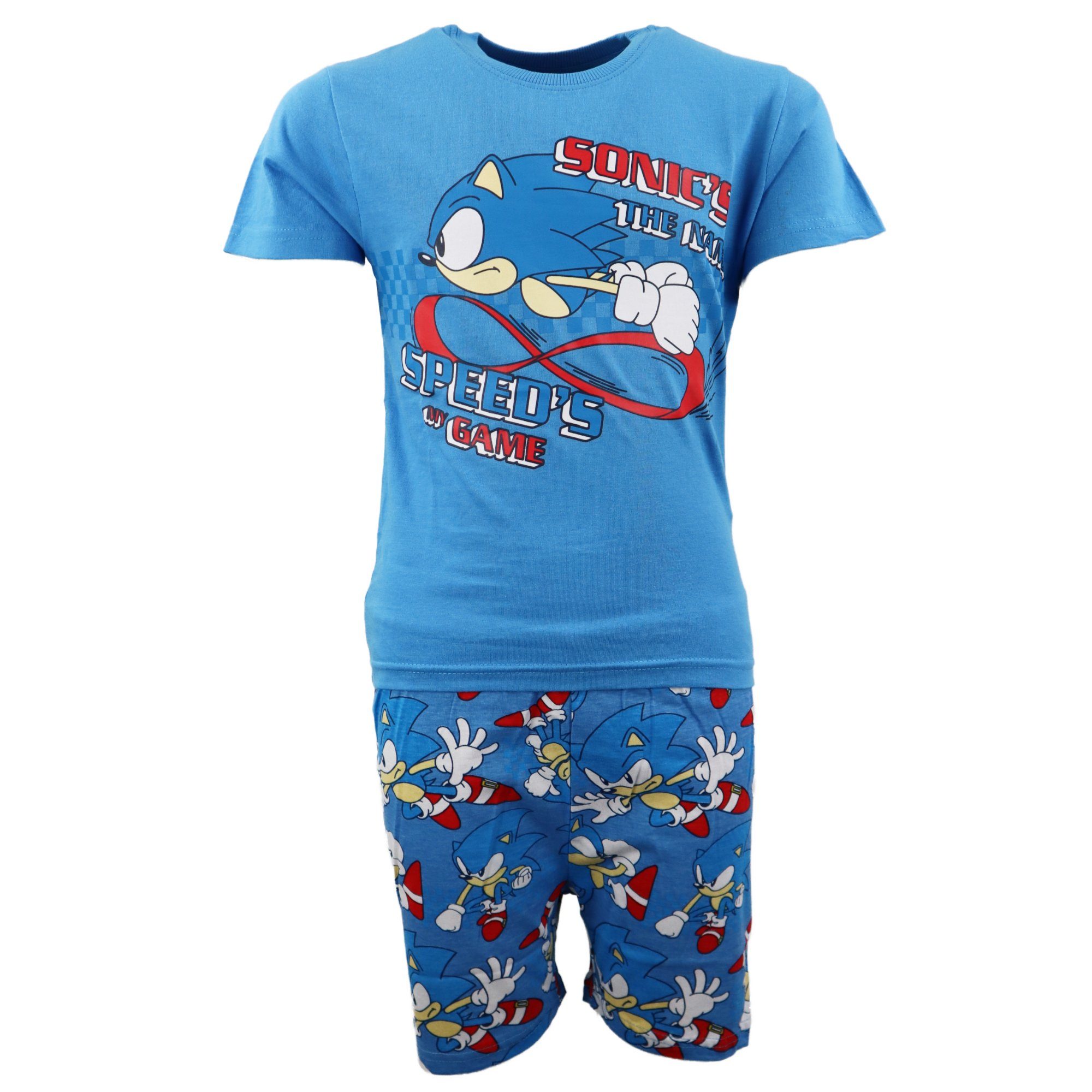 Sonic SEGA Schlafanzug Sonic the Hedgehog Jungen Kinder Pyjama Gr. 98 bis 128 Blau