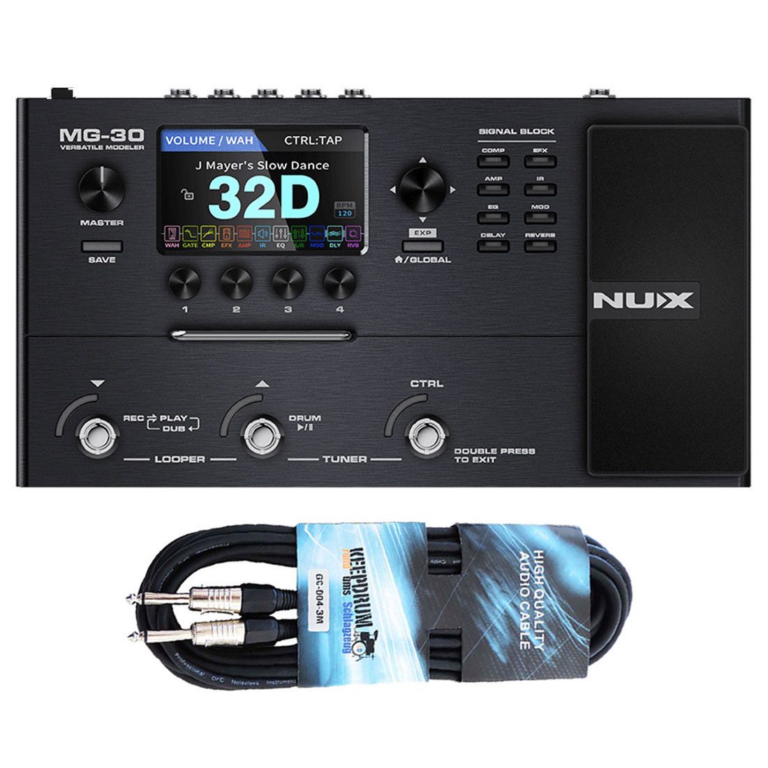 Nux E-Gitarre Nux MG-30 Modeling Multi-Effektgerät mit Kabel