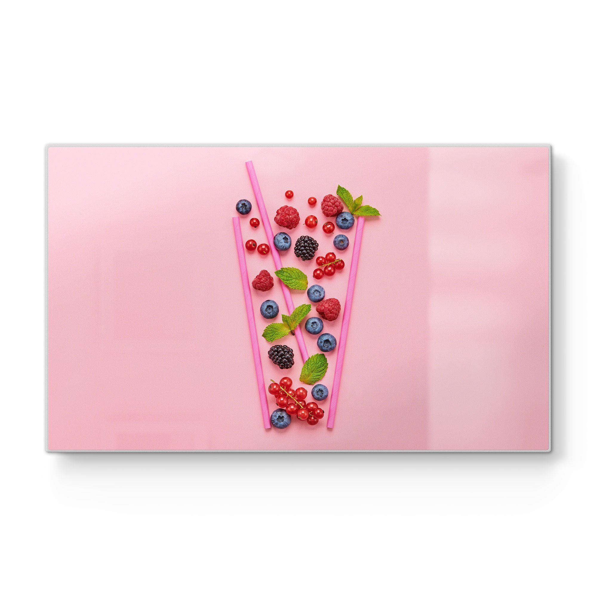DEQORI Schneidebrett 'Fruchtiger Beerencocktail', Glas, Platte Frühstücksbrett Schneideplatte