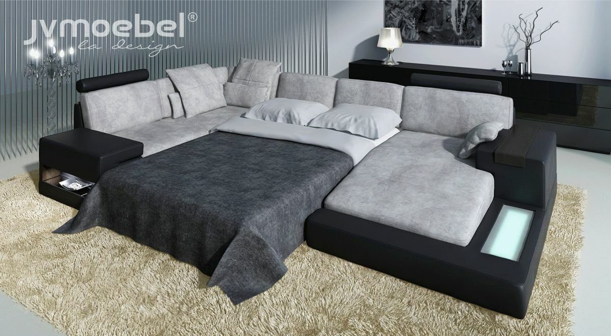 JVmoebel Ecksofa, U-Form Möbel SofaBett Polster Textil Funktionen Design Moden Ecksofa