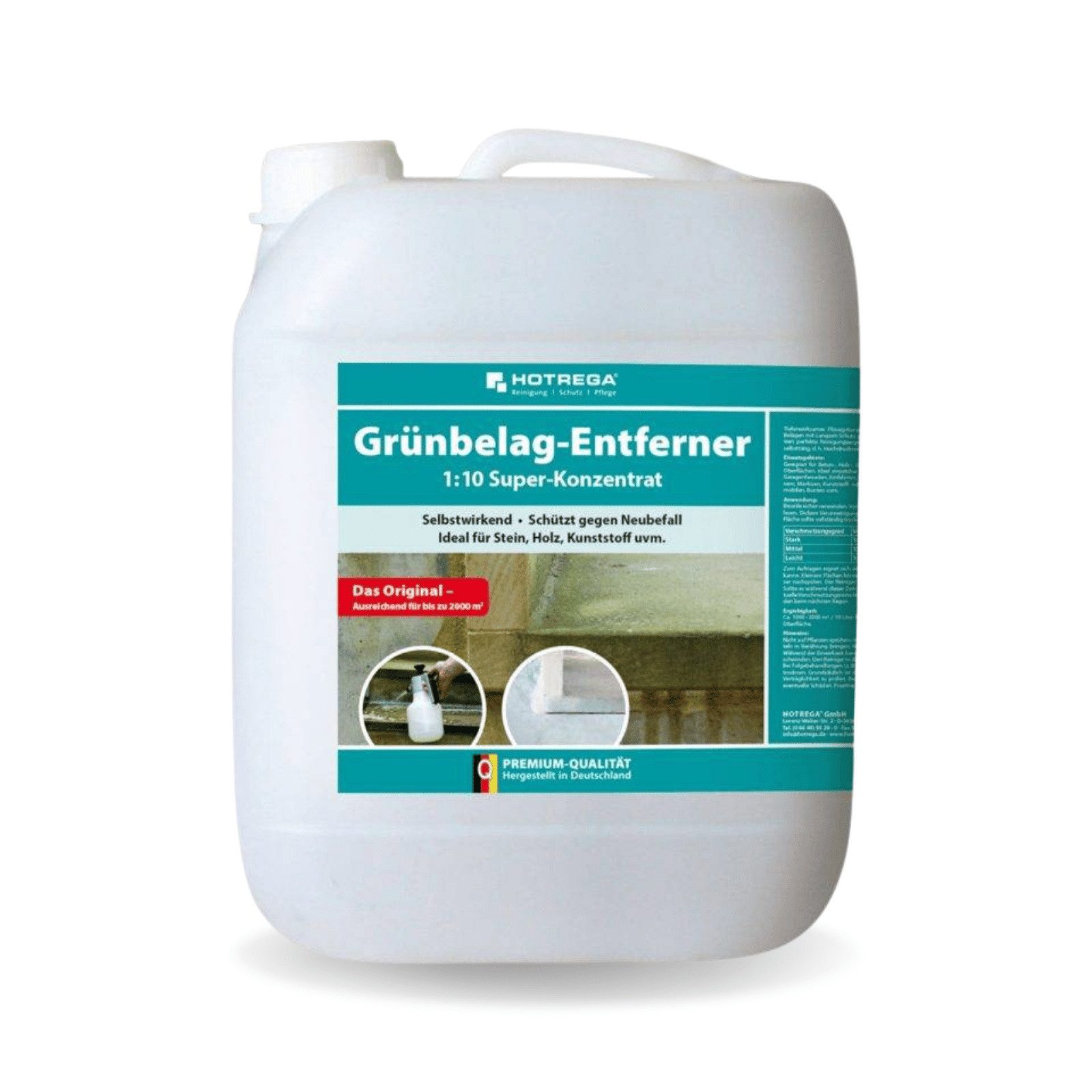 HOTREGA® Grünbelagentferner Algenentferner Stein Holz Textil Ultra Konzentrat Grünbelagentferner
