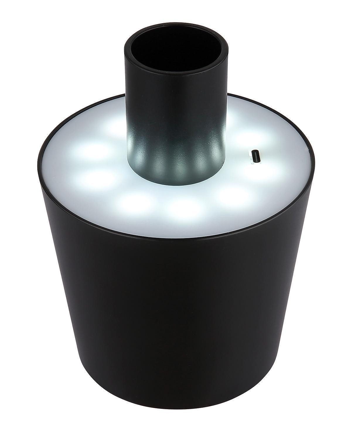 GLOBO LIGHTING Lampenschirm YARA, H 14 cm, Schwarz, Kunststoff, Akkubetrieben, Dimmbar, Touch, RGB-Farbwechsel, inkl. USB-C-Kabel