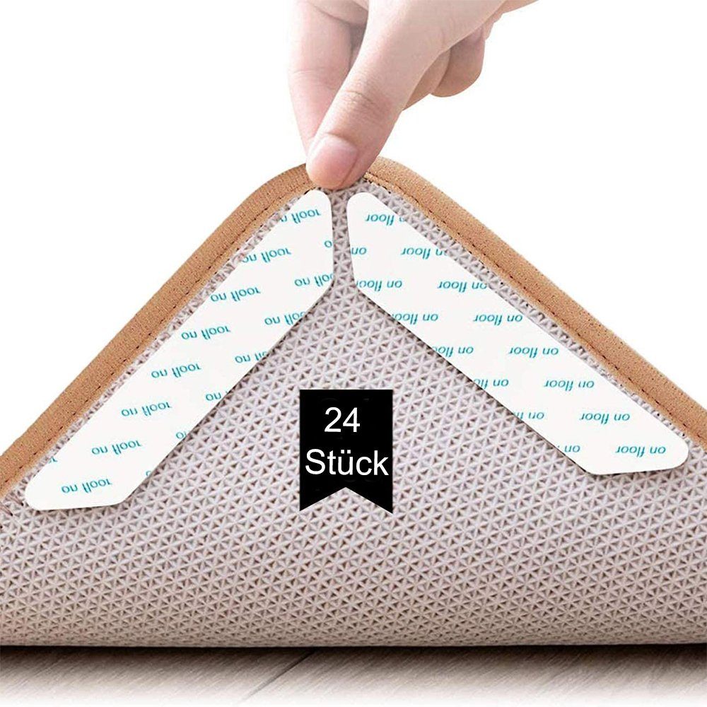 zggzerg Antirutschmatte Teppich Antirutschmatte, 24Stück doppelseitig Anti-Curling Rug Gripper, Waschbare Wiederverwendbar Teppich Klebrigkeit für Teppiche und Matten