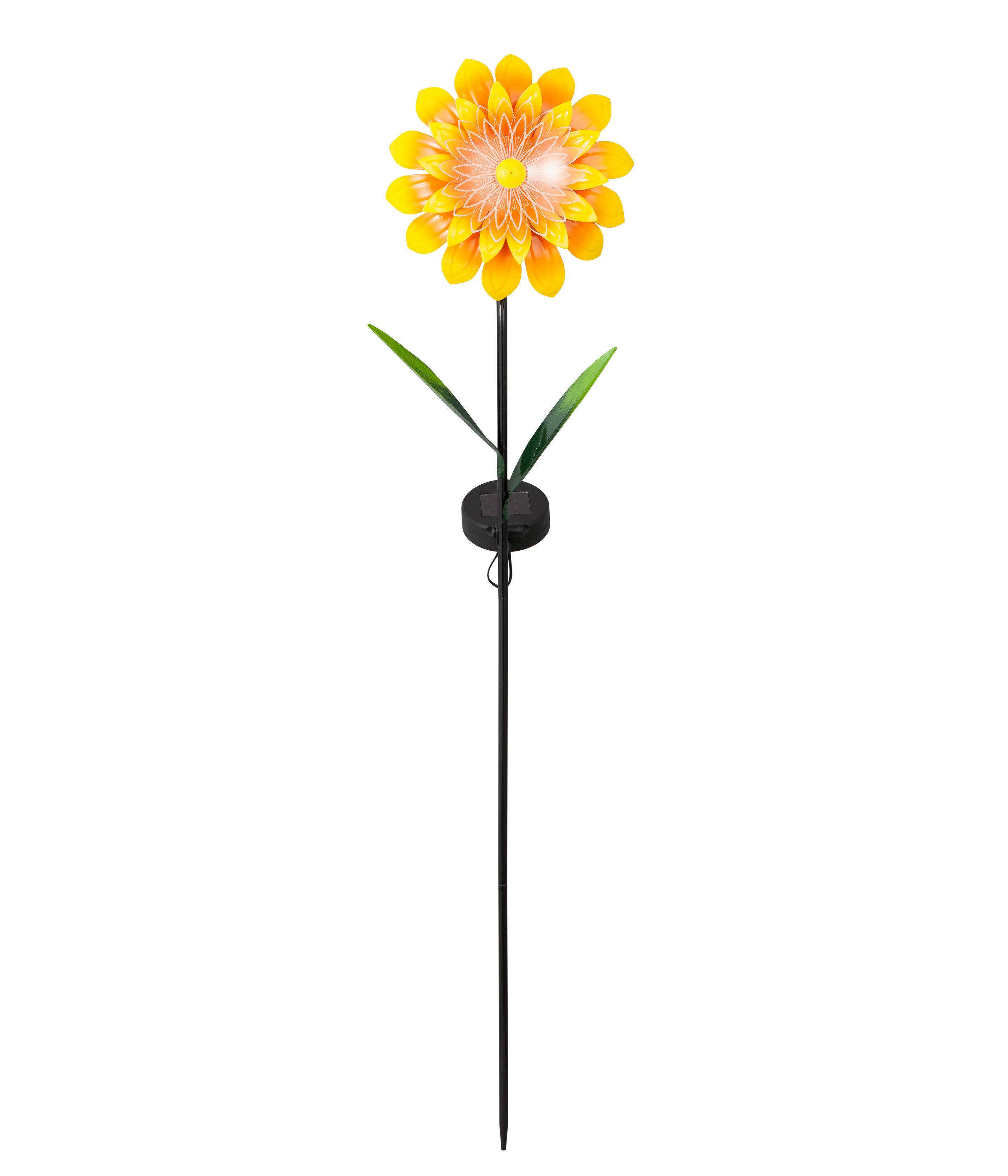 Dehner LED Solarleuchte Solar-Stab Yara, warmweißes Licht, IP44, 19 x 93 x 13 cm (B/H/T), Warmweiß, floraler Gartenstecker mit 6 Stunden Leuchtdauer und Dämmerungssensor