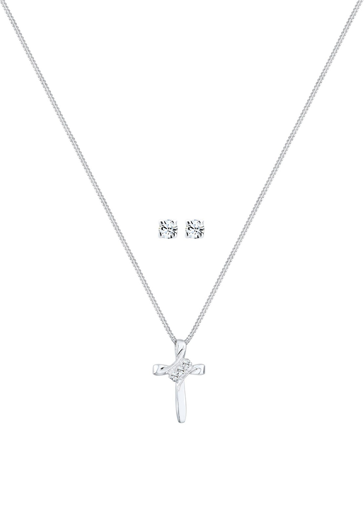 Elli Schmuckset Kreuz Glas Kristalle Weiß günstig online kaufen