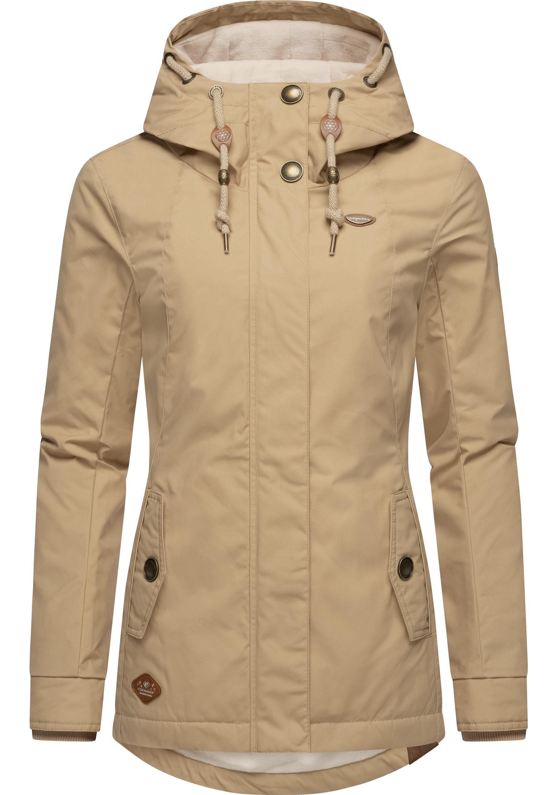Ragwear Winterjacke Monade Damen Winterparka mit Kapuze und m. Fleece gefüttert