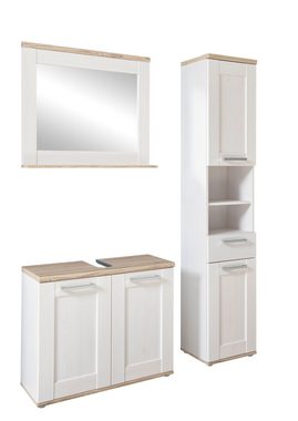moebel-dich-auf Badmöbel-Set ELEGANCE, (Set 2, Hochschrank, Spiegel, Waschbeckenunterschrank 3-ST), im Landhausstil