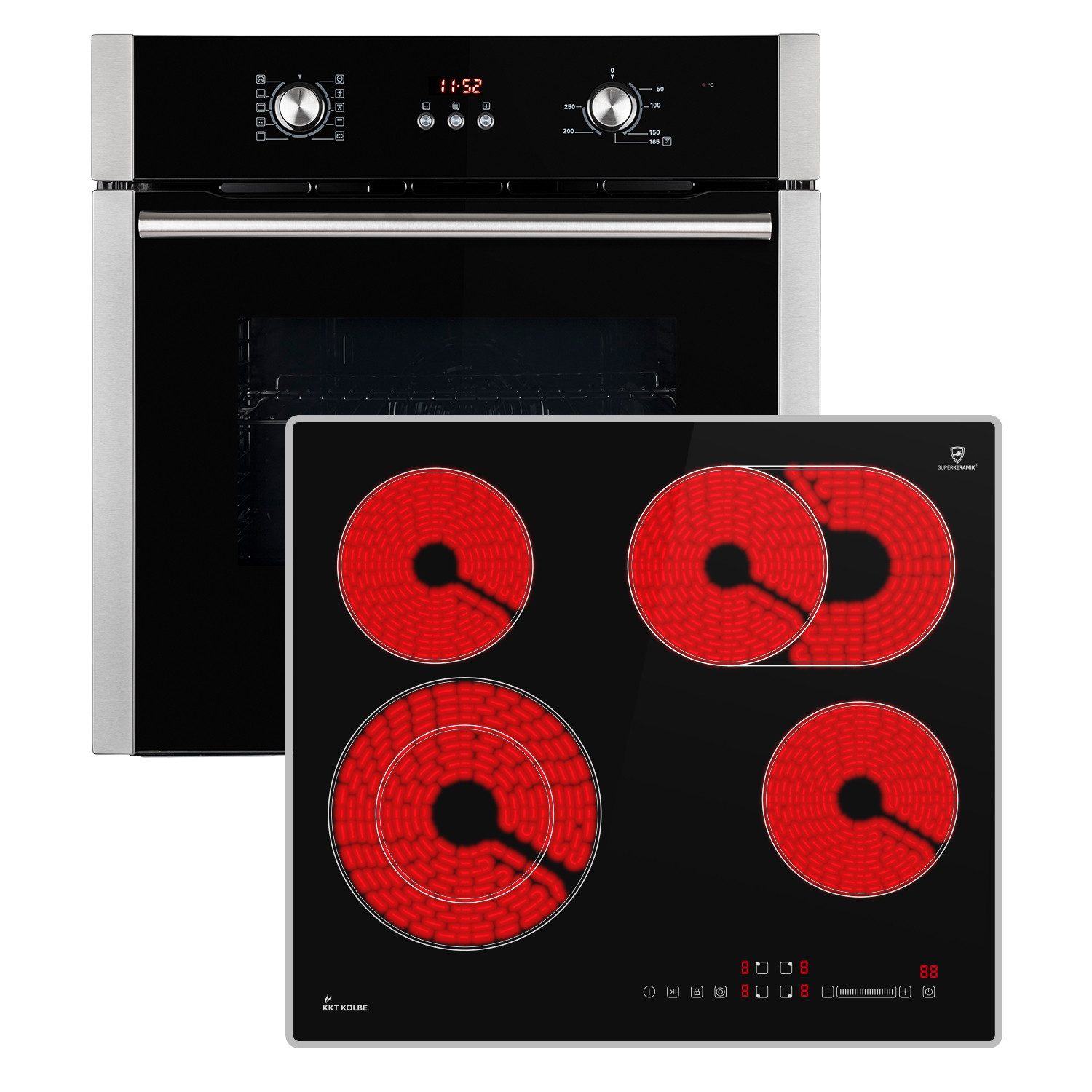 KKT KOLBE Backofen-Set Backofen und Kochfeld SET8805CH59AL, Herdset / Heißluft / Einbauherd / Einbaubackofen / Dualzone