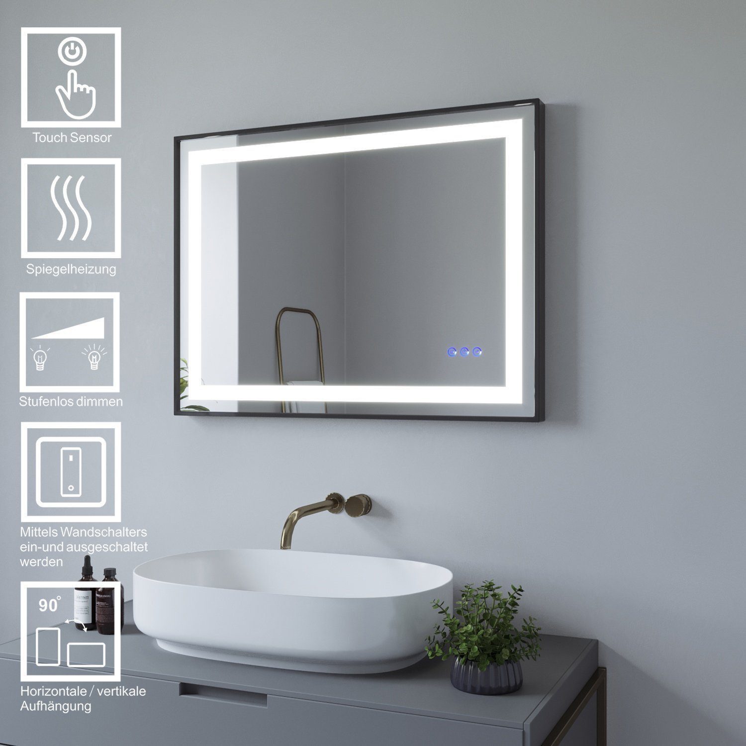 AQUALAVOS Badspiegel Badspiegel mit LED Licht günstig online kaufen