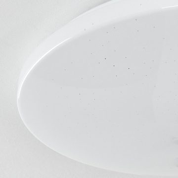 hofstein Deckenleuchte »Rapone« moderne Deckenlampe aus Metall/Kunststoff in Weiß, 3000 Kelvin, runde Schlafzimmerleuchte mit Sternenhimmel-Effekt, 1600 Lumen