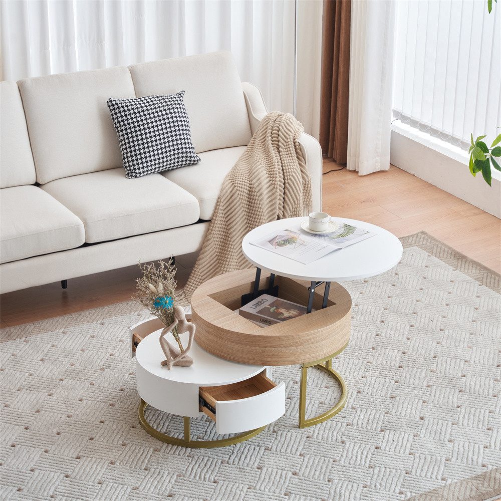 XDeer Couchtisch Goldener Satztisch, hochklappbare Couchtischkombination, günstig online kaufen