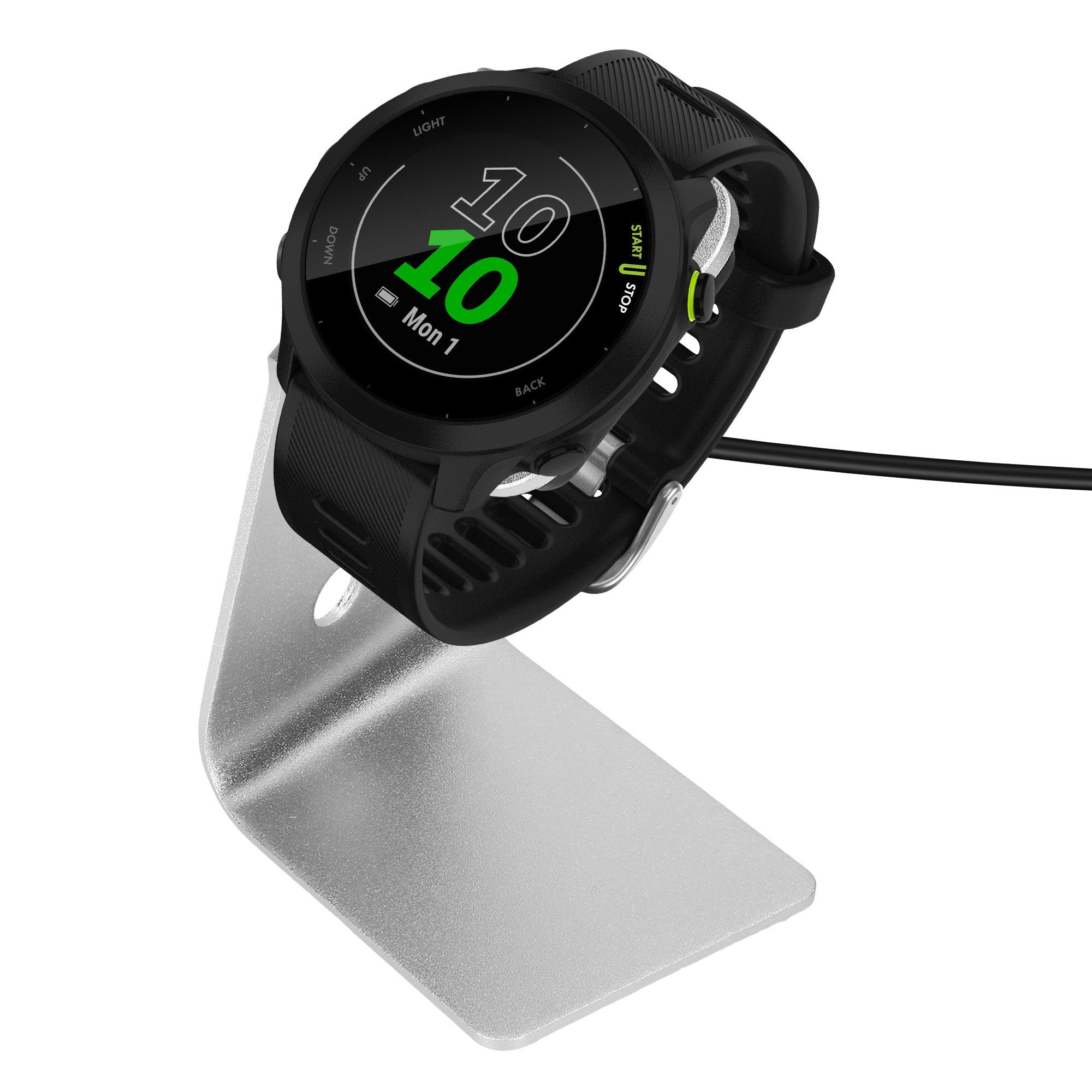 kwmobile USB Ladegerät für Garmin vivoactive 6 / vivoactive 5 / Forerunner 55 / Smartphone-Ladegerät (1-tlg., USB Kabel Charger Stand - Smart Watch Ladestation - mit Standfunktion)
