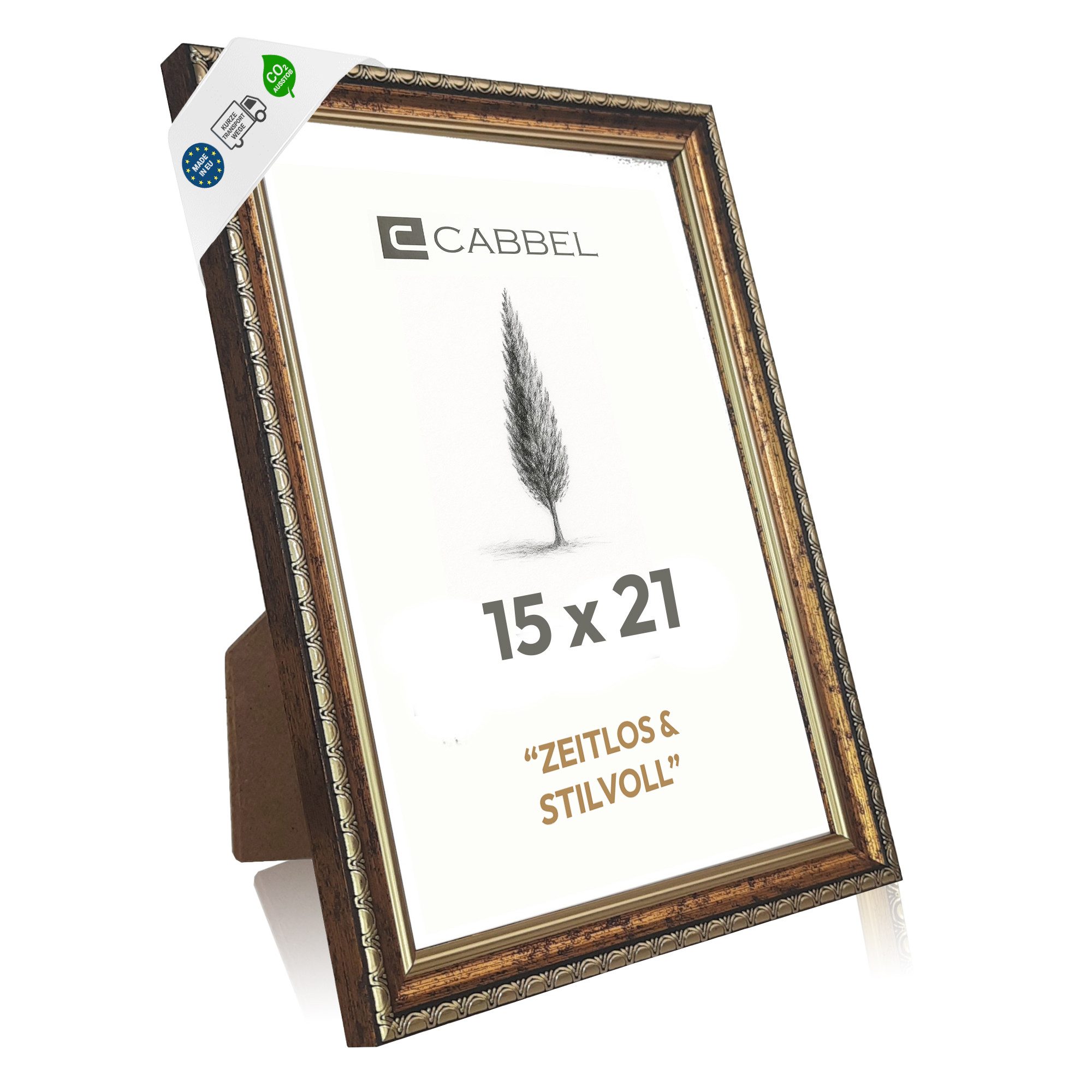 CABBEL Bilderrahmen CELI Barock Vintage Rahmen Antik Look Fotorahmen Fotos Poster Urkunde, für 1 Bilder, Elegant für Wohnzimmer, Büro, Gold / Weiß, Dekorativer Fotorahmen