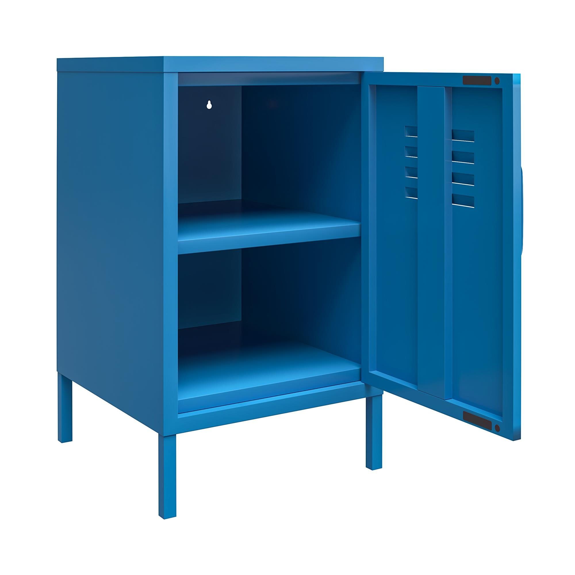 loft24 Nachtschrank Metall Cache aus im Retro-Design Spint-Look, abschließbar, blau