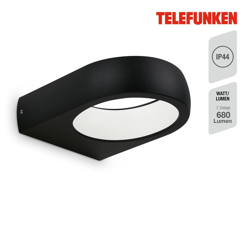 Telefunken Gartenstrahler Fassadenbeleuchtung Hauswand Up-/Downlight 320205TF, LED fest integriert, 2700K - Extra-Warmweiß, Wand Außenleuchte IP44 4000K 680lm 7,5W