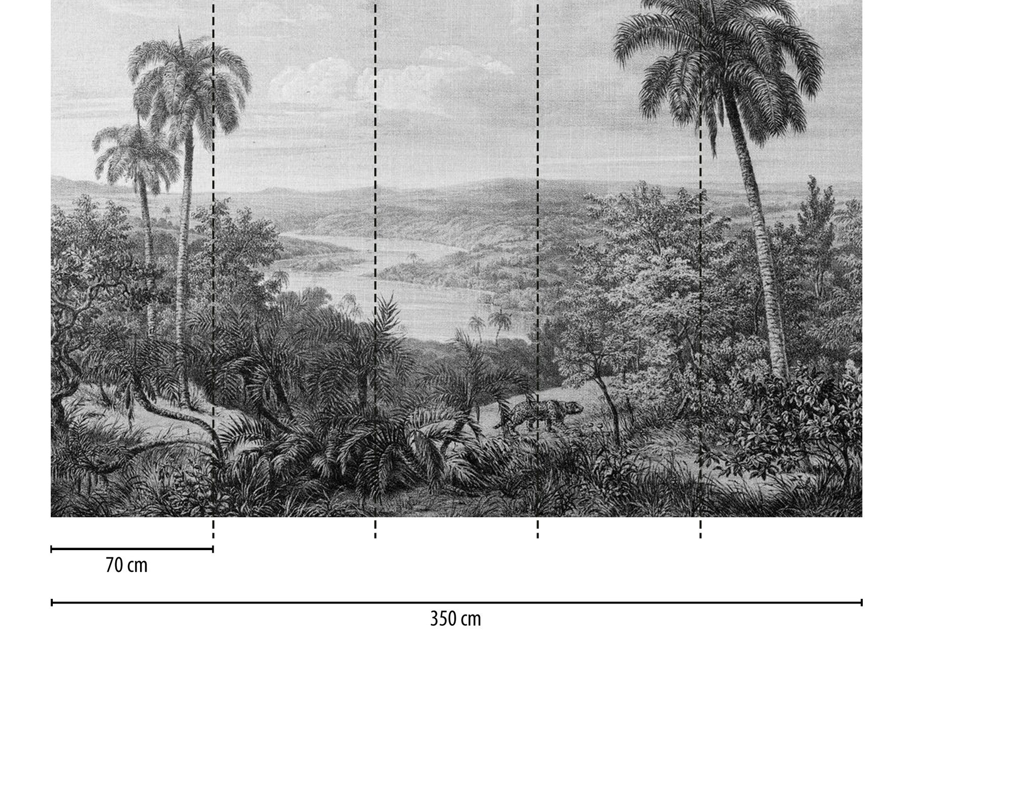 A.S. Création Vliestapete Fototapete Tropenlandschaft Schwarz Weiß Palmen, strukturiert, matt, (1 St)