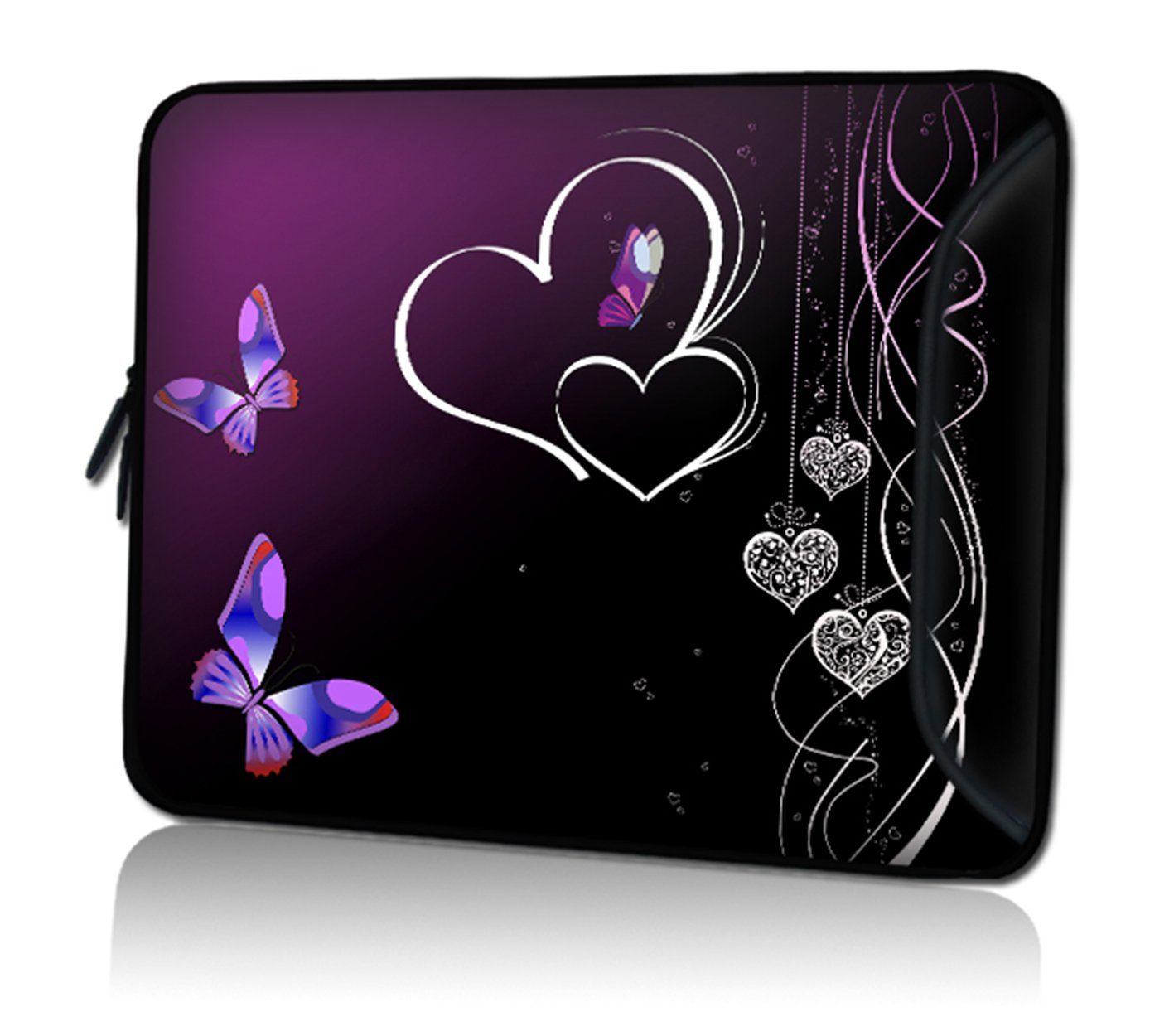 wortek Laptoptasche für Laptops bis 15,4", Schmetterling Herz, Wasserabweisend | Businesstaschen