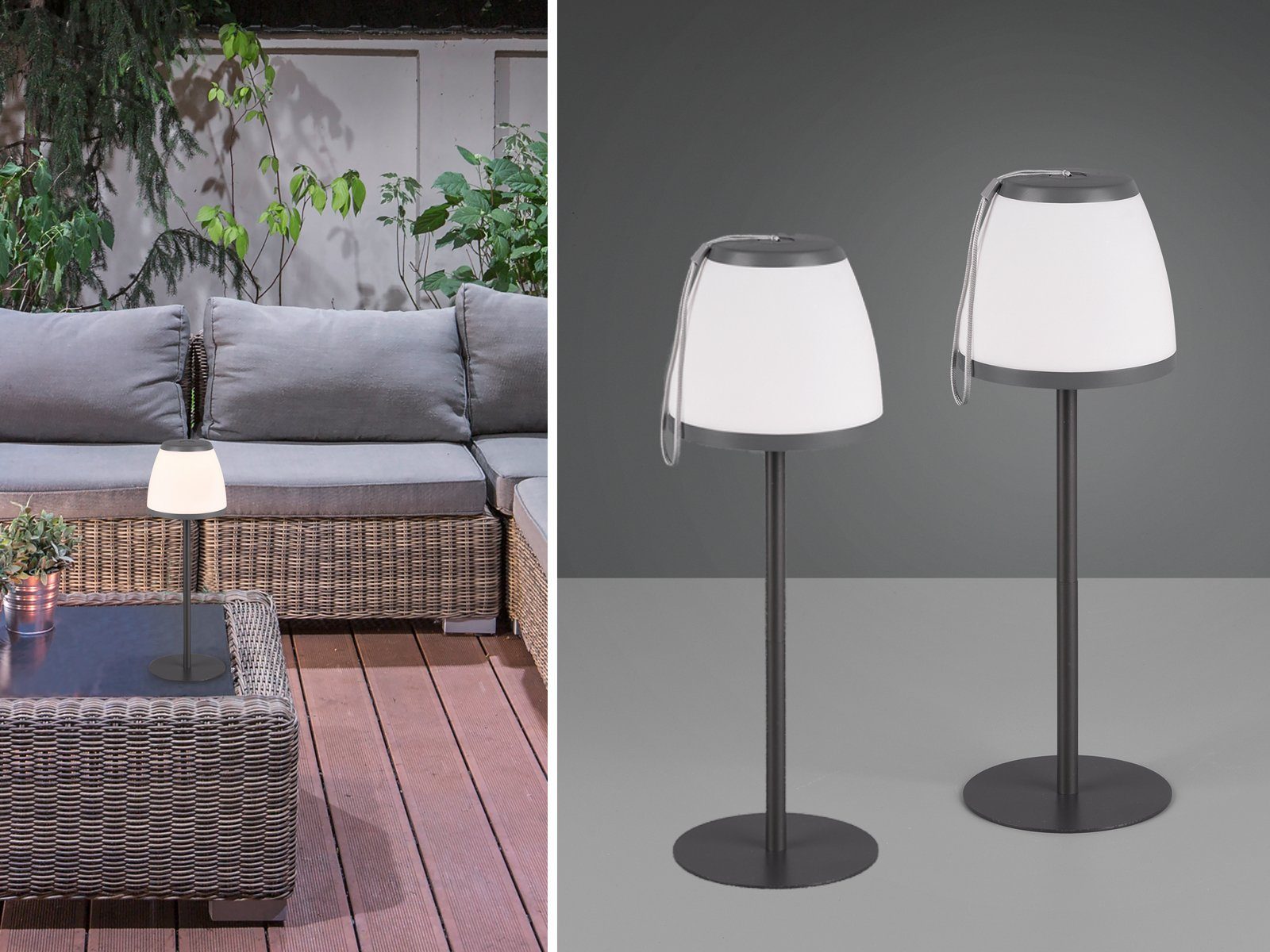 meineWunschleuchte AußenTischleuchte, 2er SET AKKU LED Lampen kleine