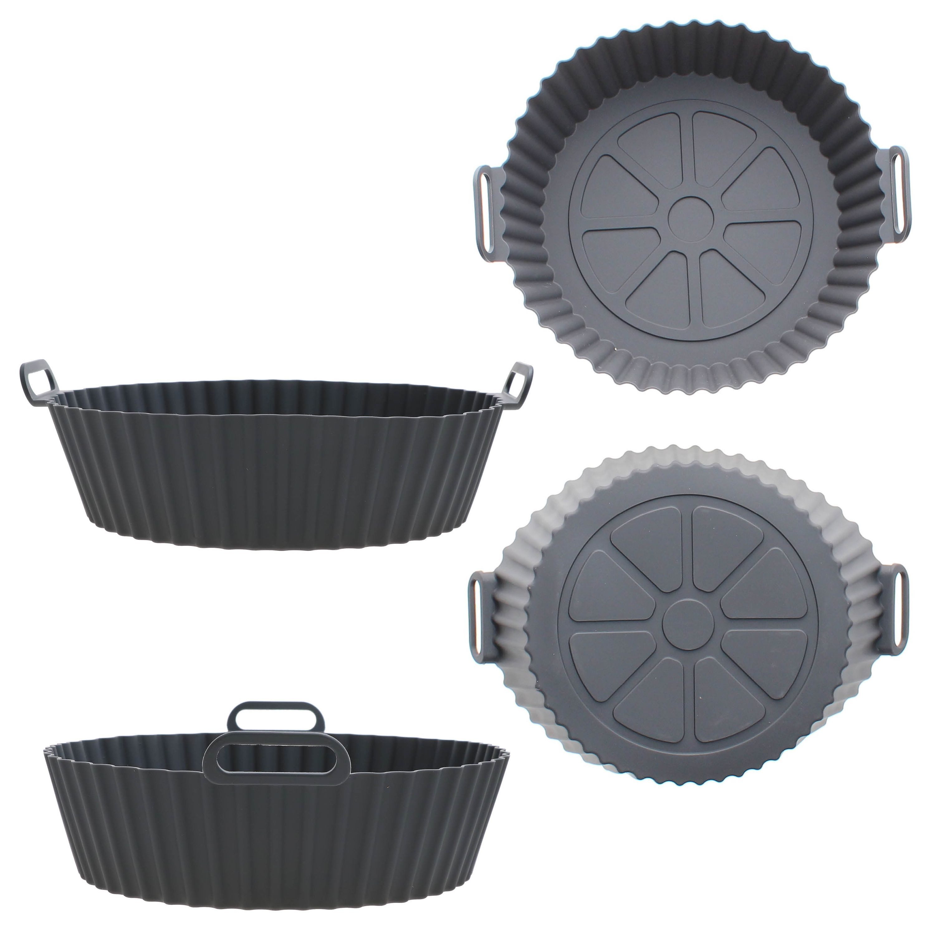 MamboCat Auflaufform 2er Set Airfryer Silikon Form rund Ø20cm mit Henkeln Heißluftfritteuse, Silikon – Bild 4 von 5