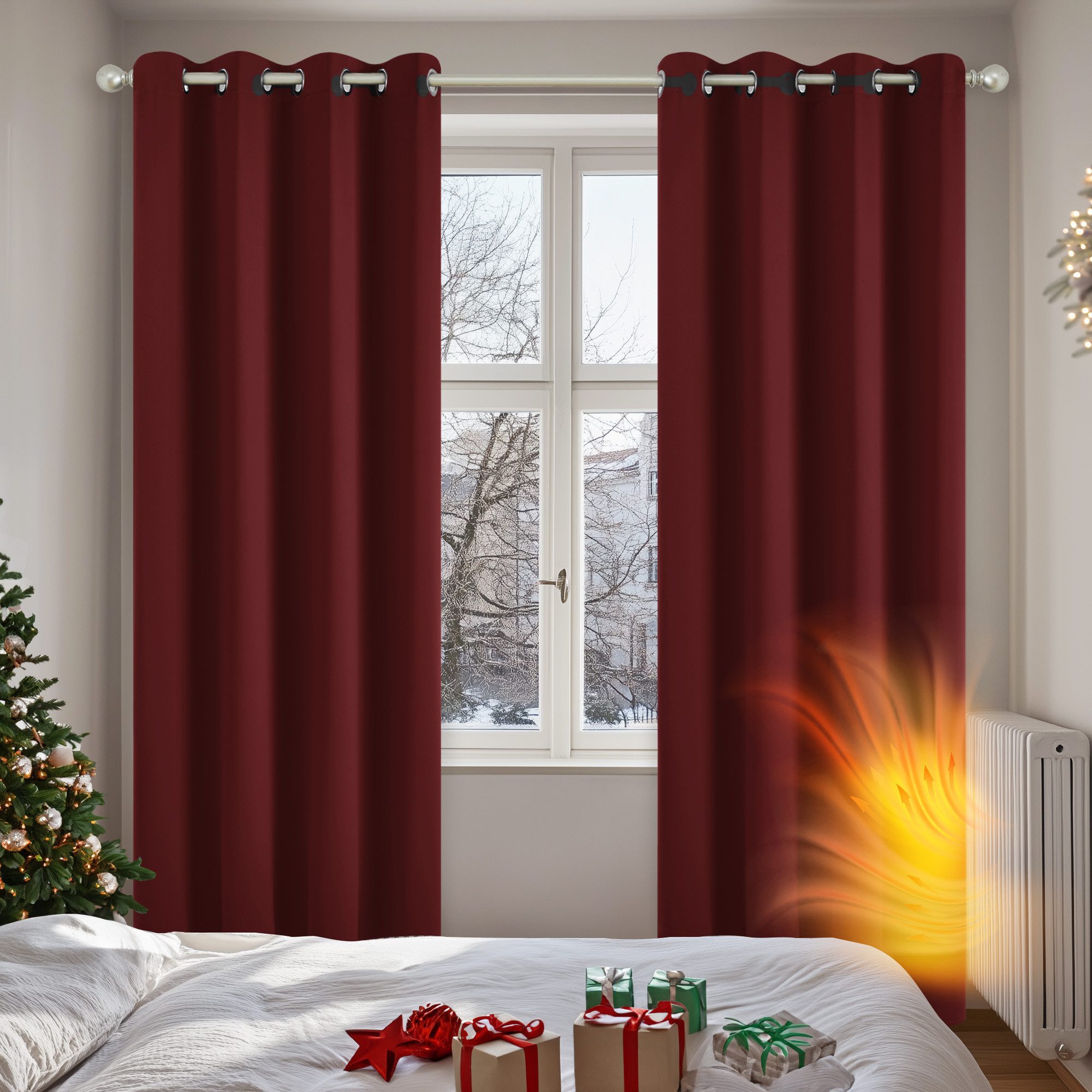 Deconovo Verdunkelungsvorhang Gardinen mit Ösen Blickdichte Vorhang Kältesc günstig online kaufen