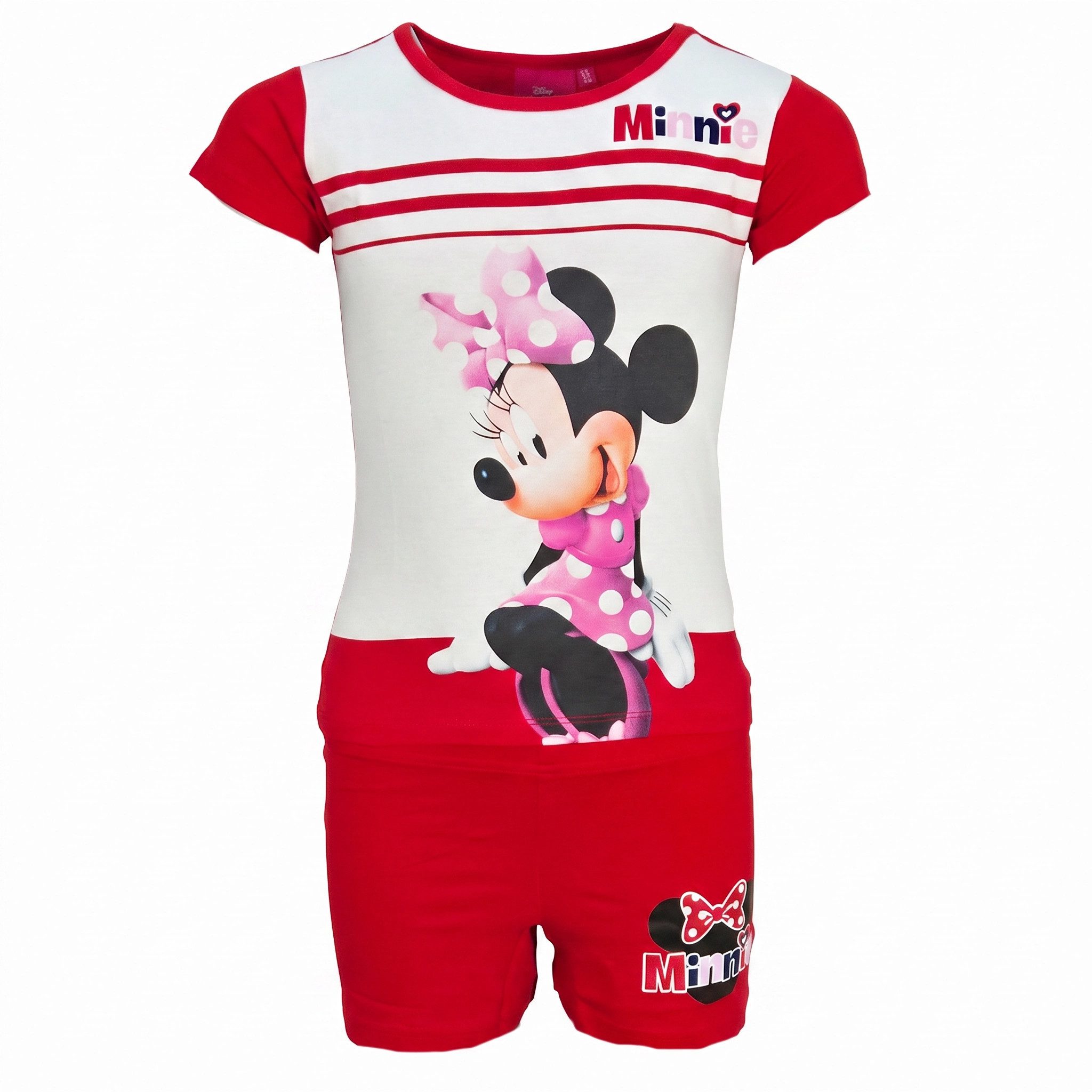 Disney Print-Shirt Disney Minnie Maus Kinder Mädchen Sommerset Shorts plus T-Shirt 100% Baumwolle, Gr. 98 bis 128