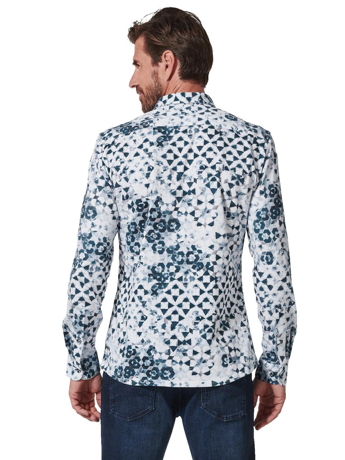 Engbers Langarmhemd engbers Herren Langarm-Hemd gemustert, Blautuerkis günstig online kaufen